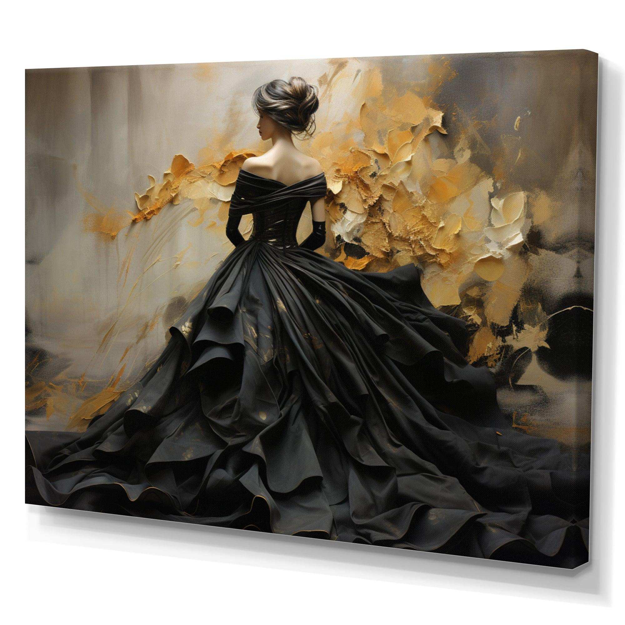 Fashion Elegance Unveiled Gold - Fashion Canvas Wall Art
