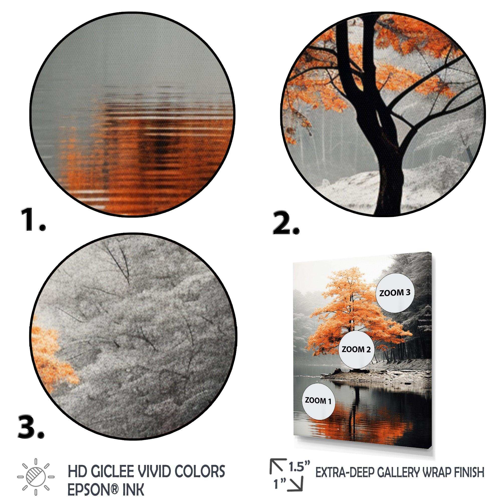 Orange And Grey Forest Autumn Elegance II - Landscapes Canvas Wall Art