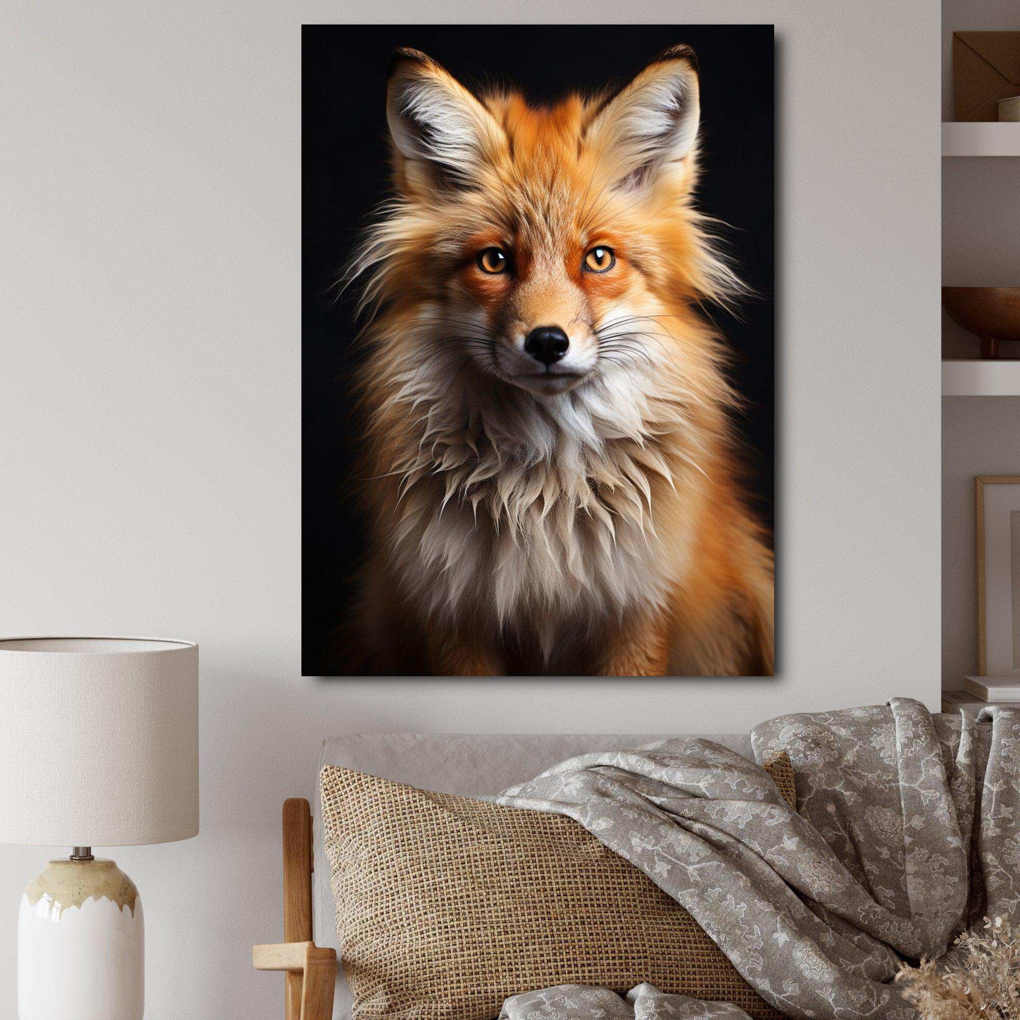 Orange Fox Guardian - Animals Canvas Wall Art