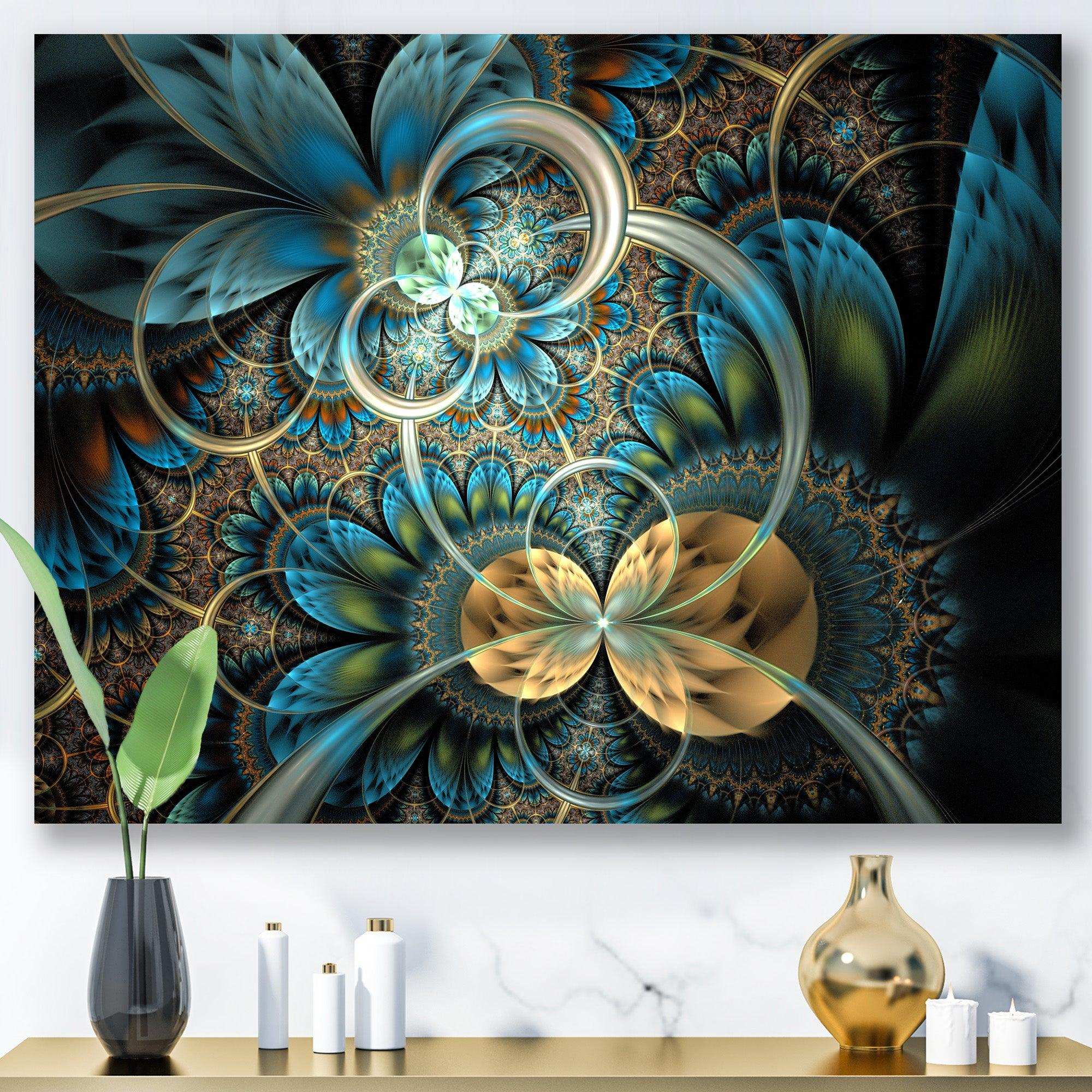 Symmetrical Blue Gold Fractal Flower