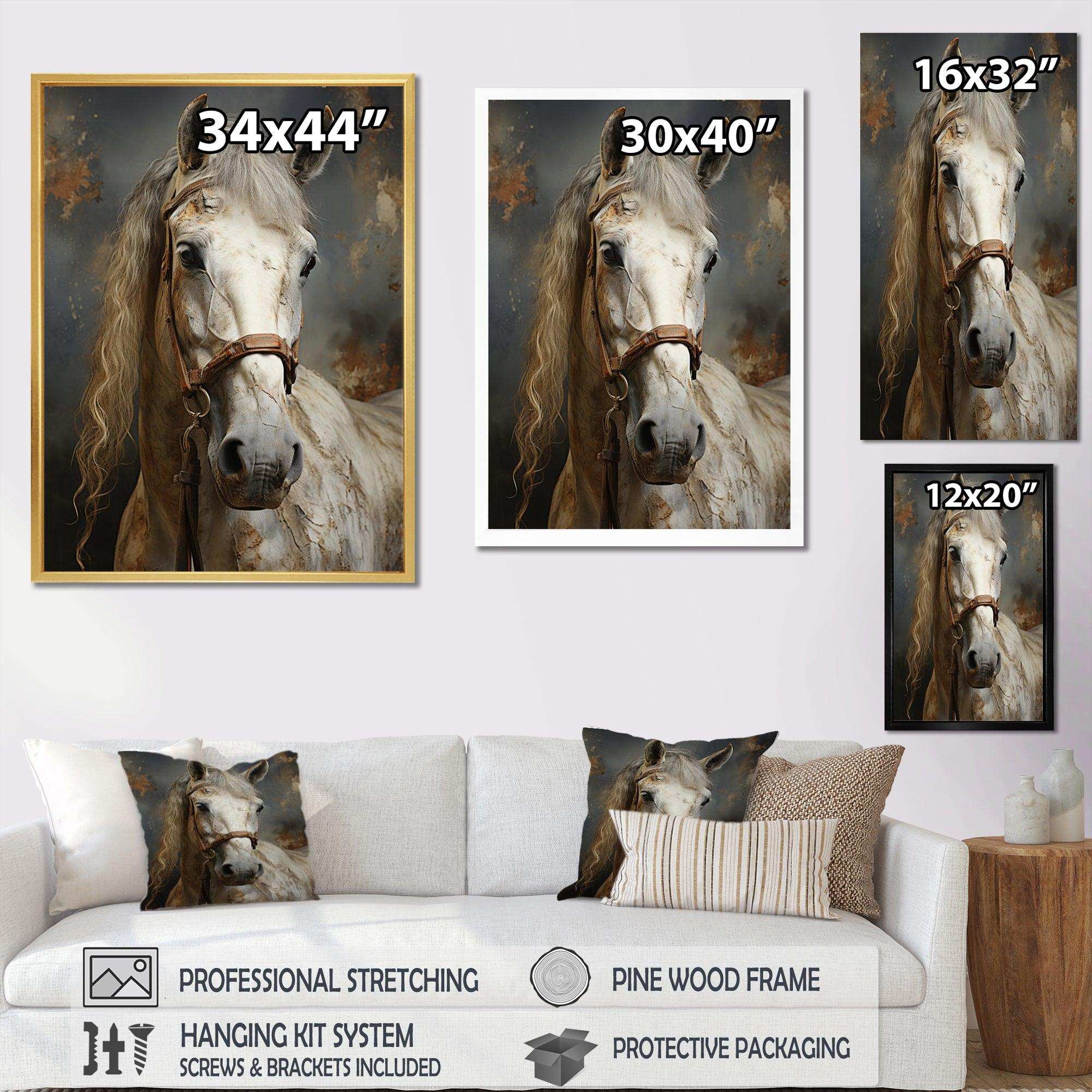 White Horse Equestrian Duality II - Animals Canvas Wall Art