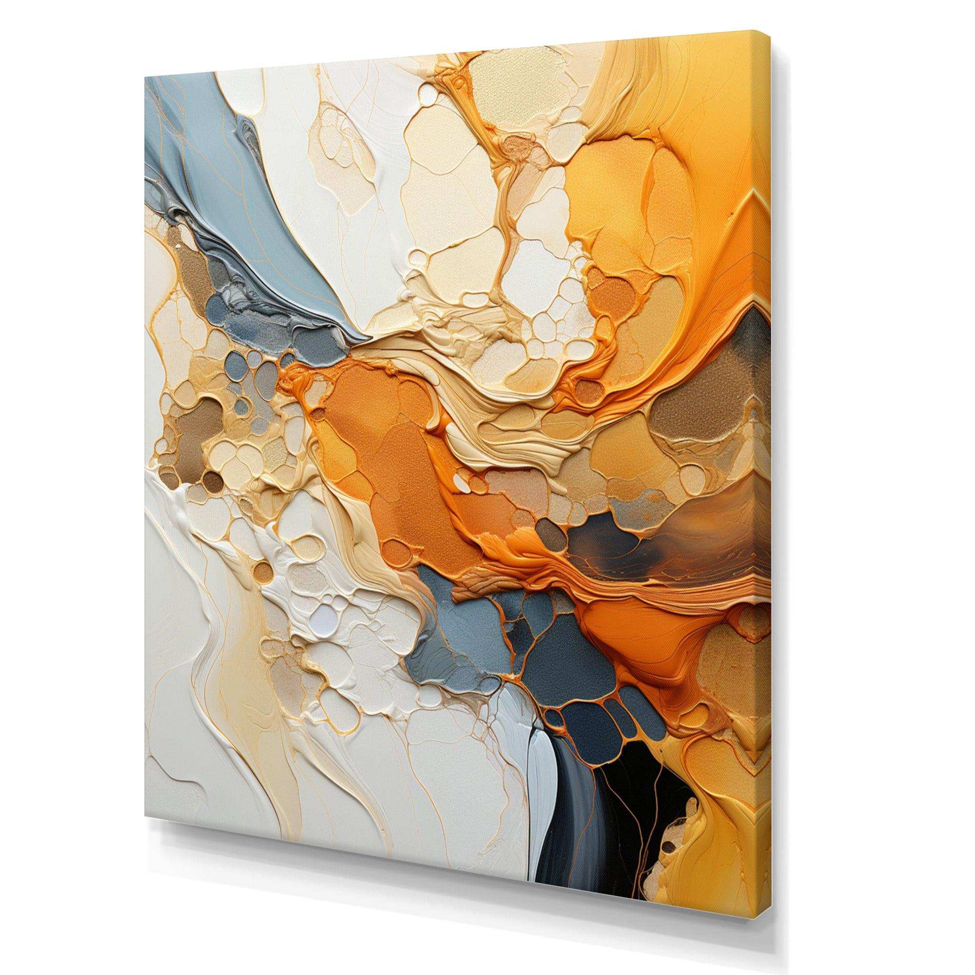 Orange Blue Line Art Abstract Expressionism - Abstract Canvas Wall Art