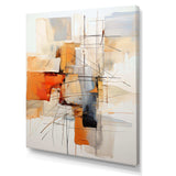 Orange Grey Line Art Abstract Expressionism - Abstract Canvas Wall Art