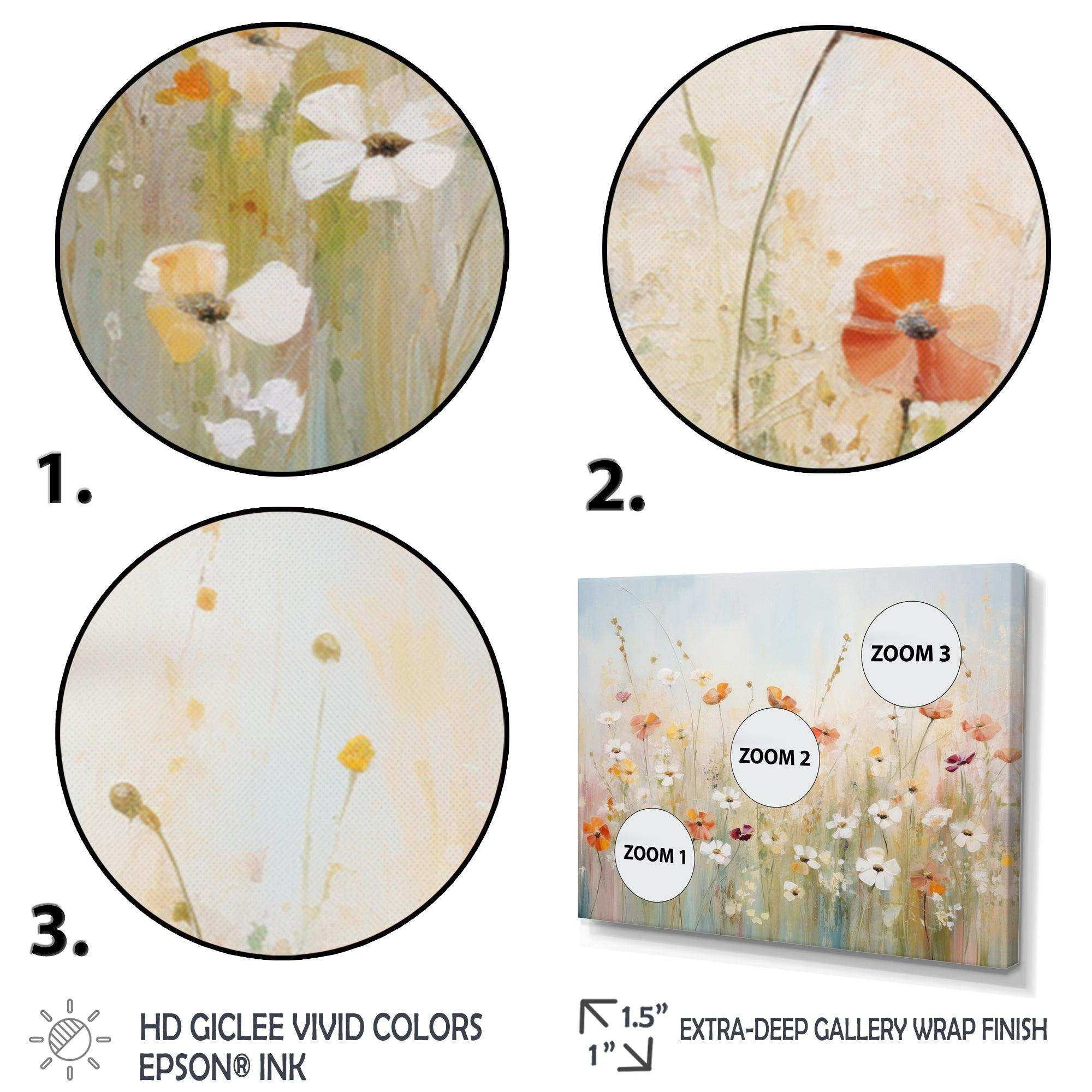 Meadow Contemporary Wildflowers - Landscapes Canvas Wall Art