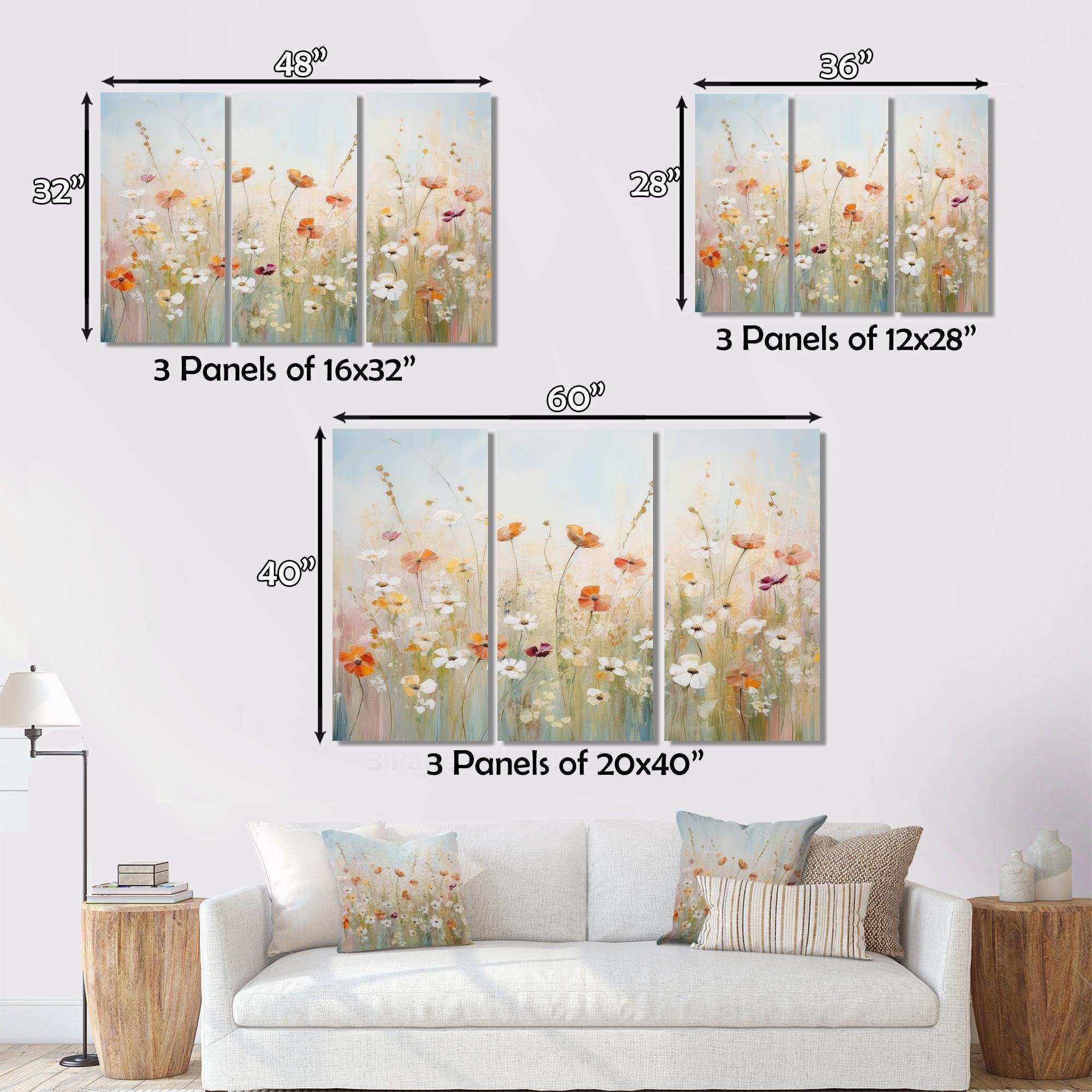 Meadow Contemporary Wildflowers - Landscapes Canvas Wall Art