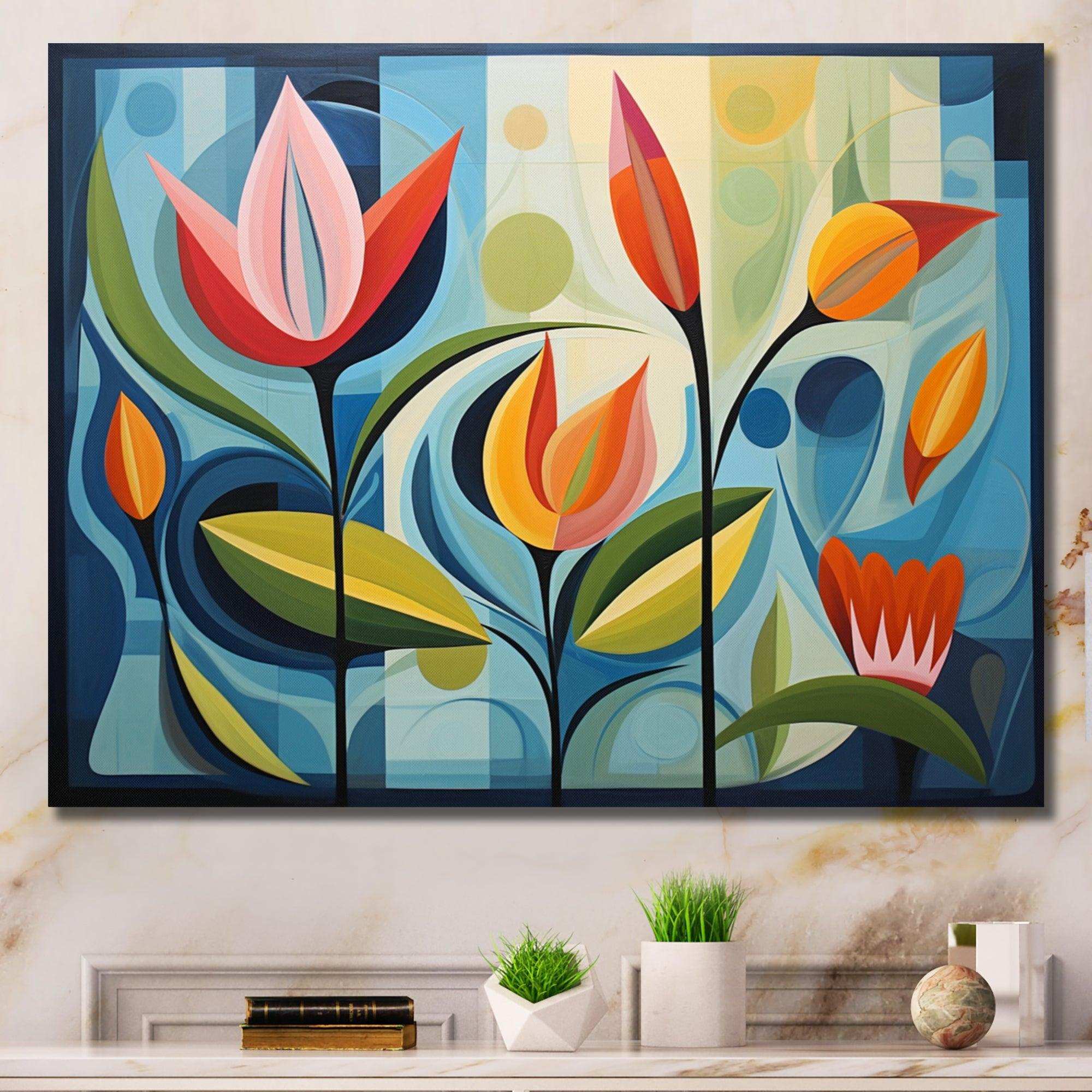 Green Mid Century Mod Nature II - Abstract Canvas Wall Art