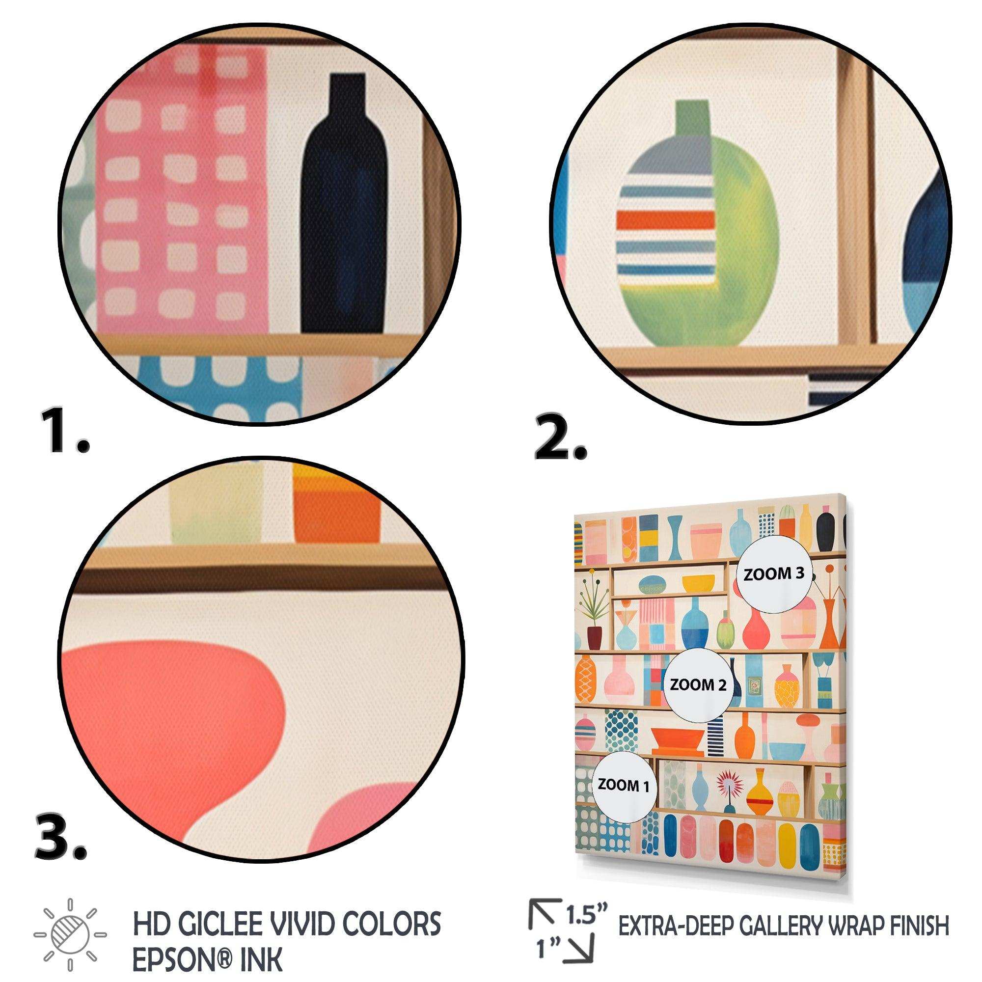 Pink Mid Century Playful Patterns IV - Abstract Canvas Wall Art