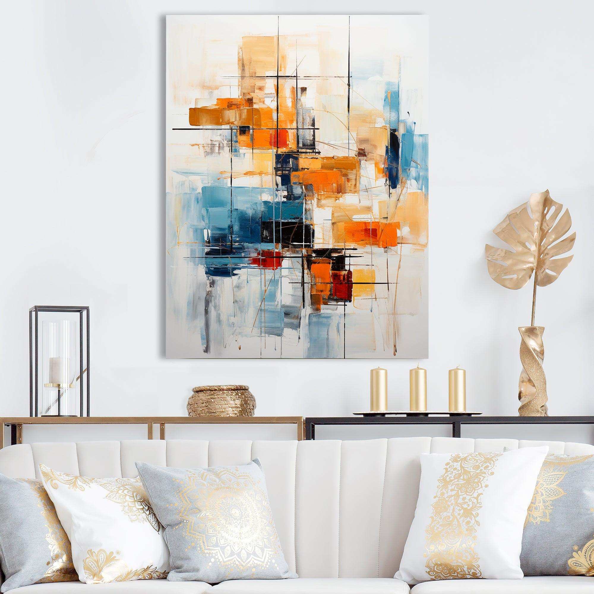 Colorful Mid Century Retro Reflections III - Abstract Canvas Wall Art