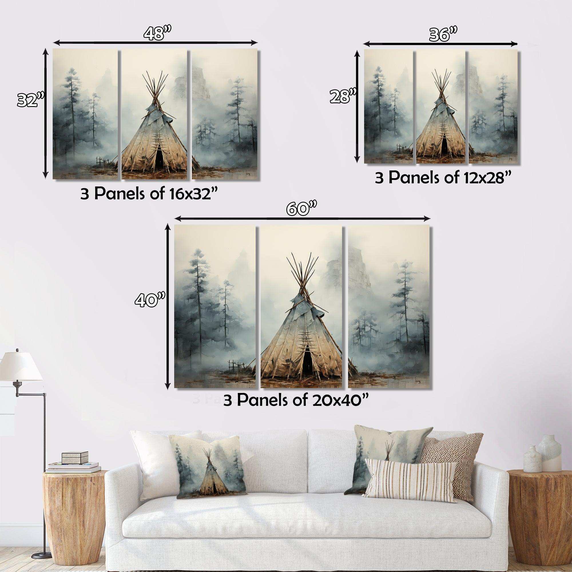 Grey Native Tipi Whispers Of Spirit - People Canvas Wall Art