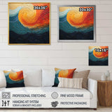 Teal Orange Op Art Rhythmic Illusion III - Abstract Canvas Wall Art