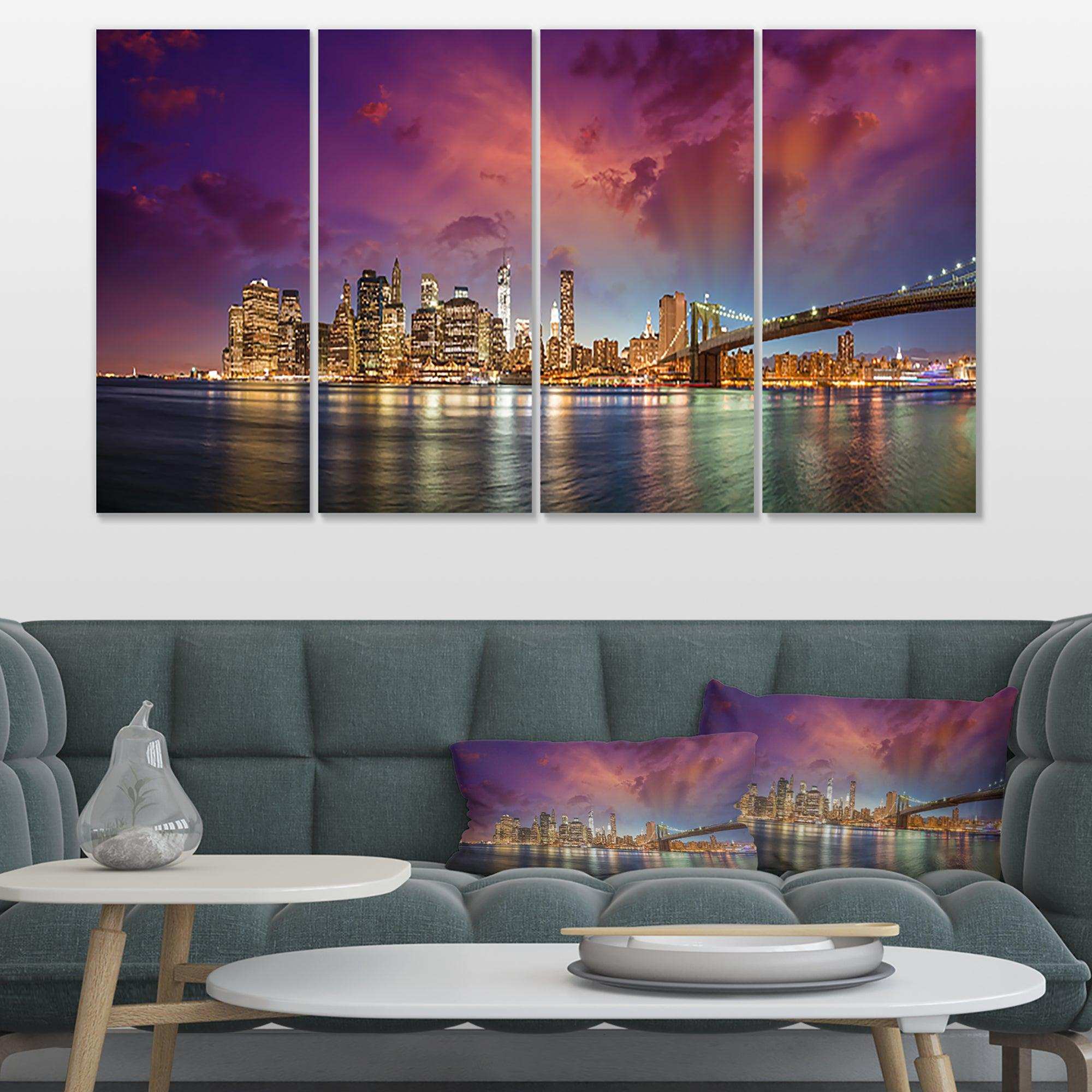 New York City Manhattan Skyline Red Multi-Panels