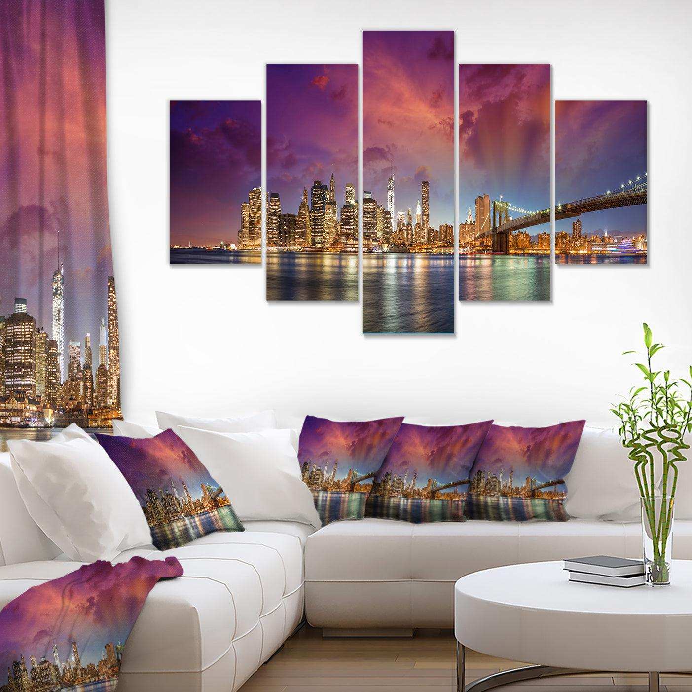 New York City Manhattan Skyline Red Multi-Panels