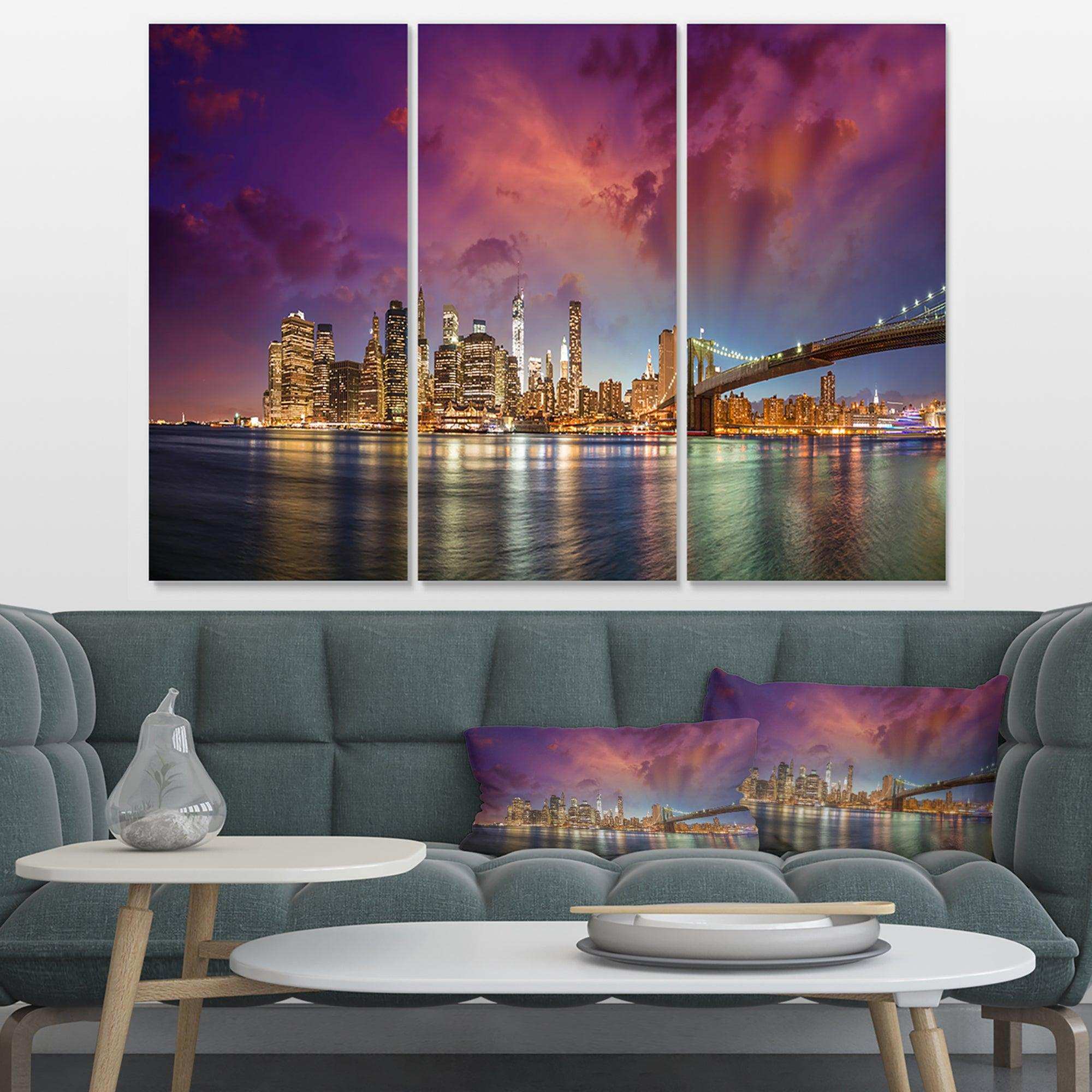 New York City Manhattan Skyline Red Multi-Panels