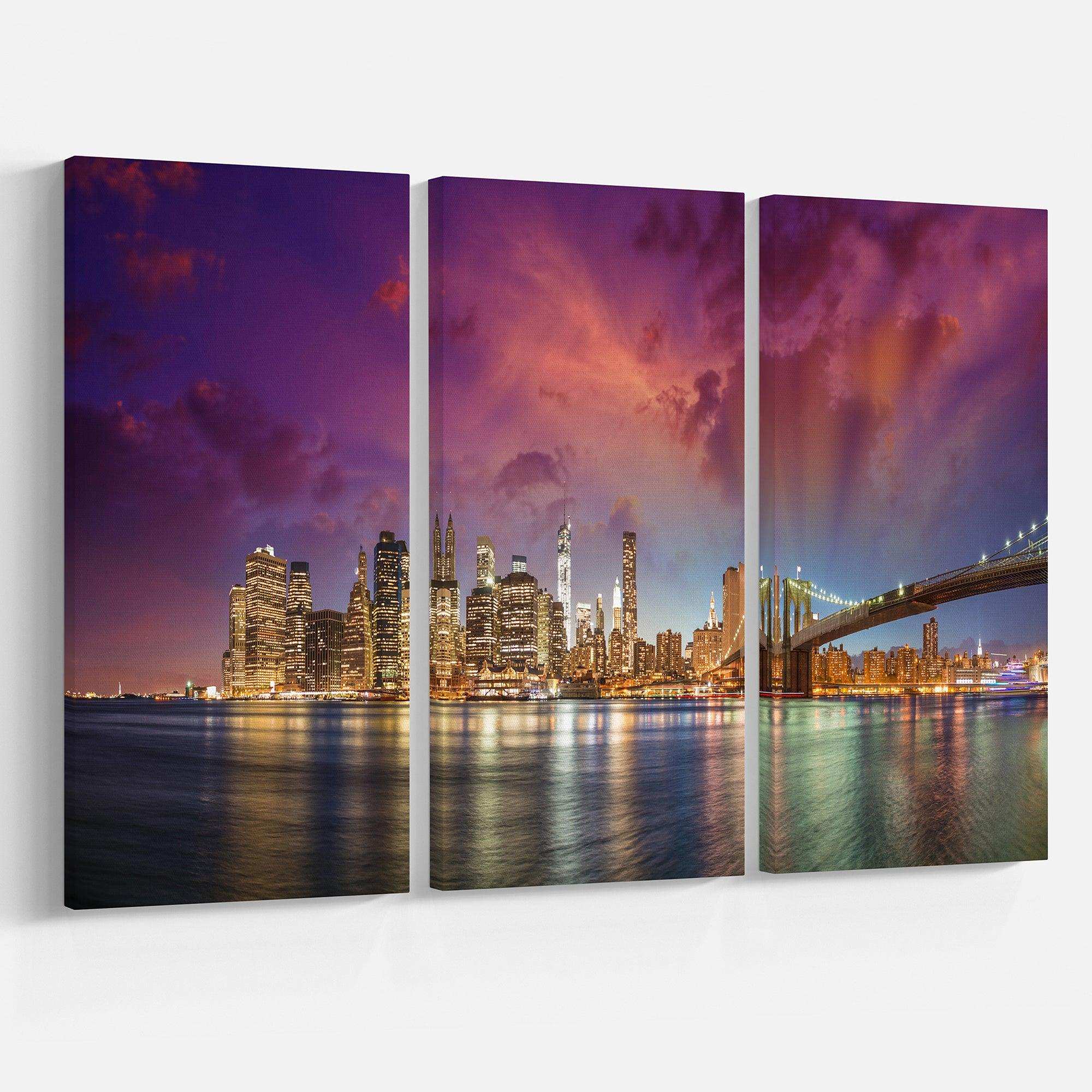 New York City Manhattan Skyline Red Multi-Panels