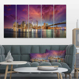 New York City Manhattan Skyline Red Multi-Panels