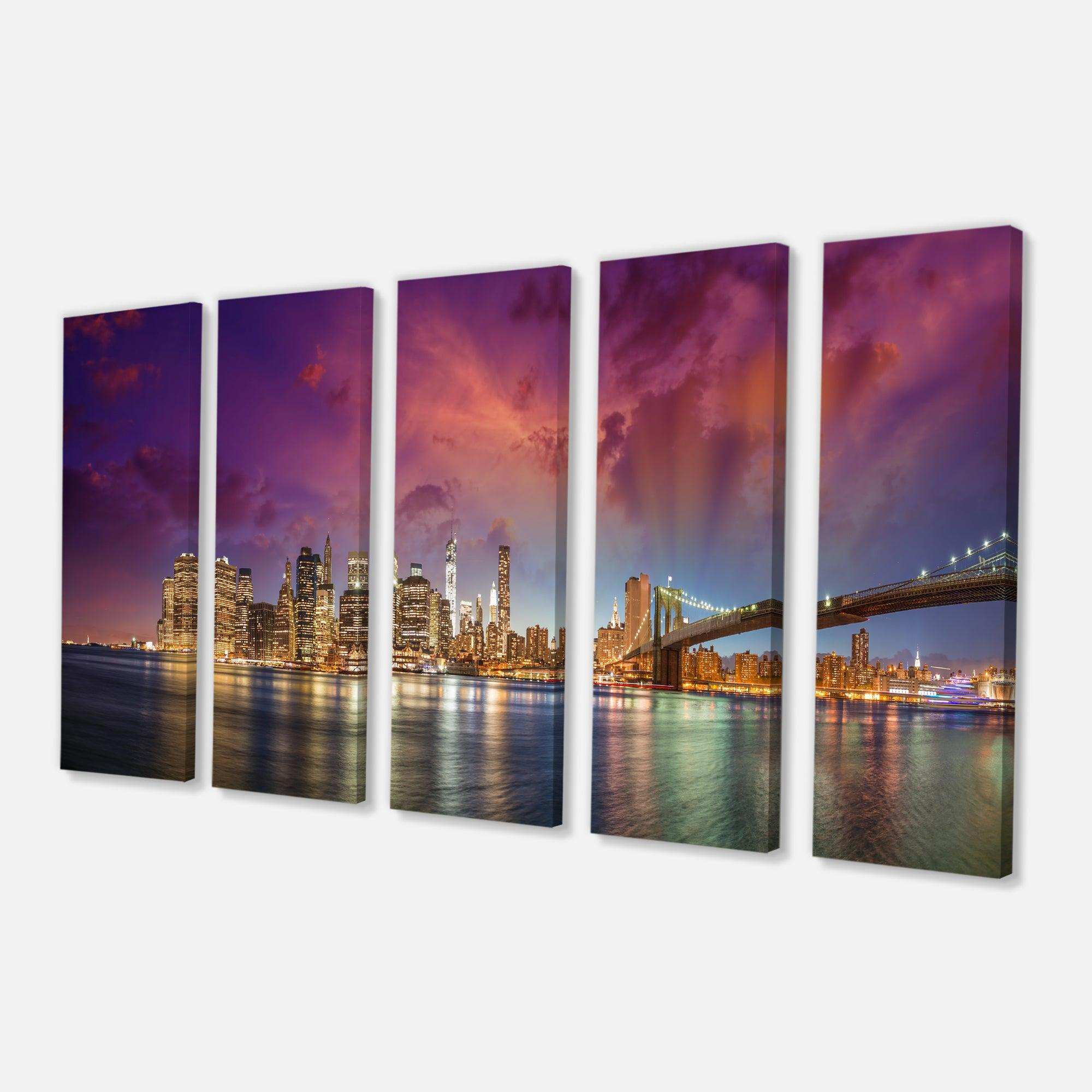 New York City Manhattan Skyline Red Multi-Panels