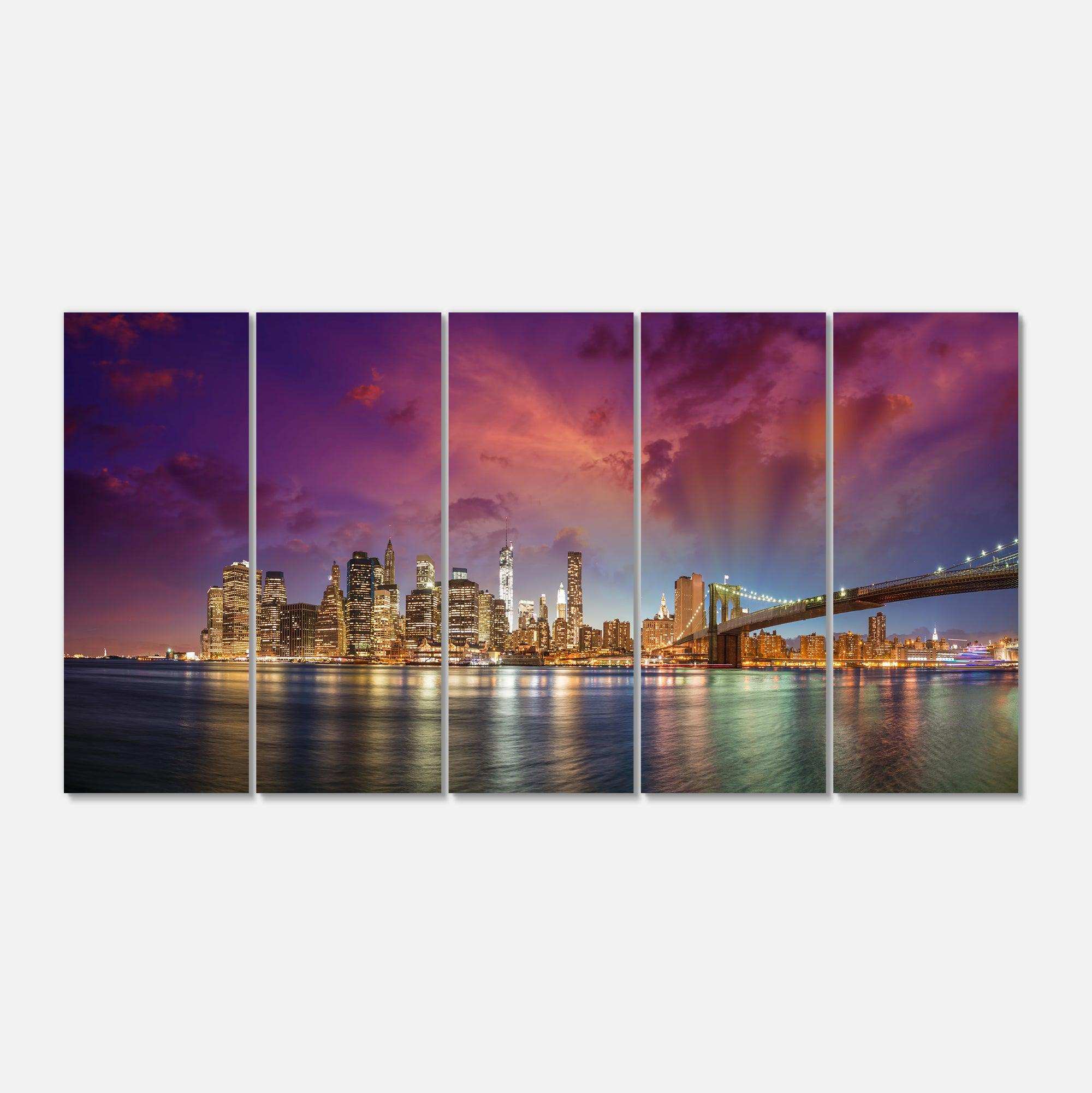 New York City Manhattan Skyline Red Multi-Panels