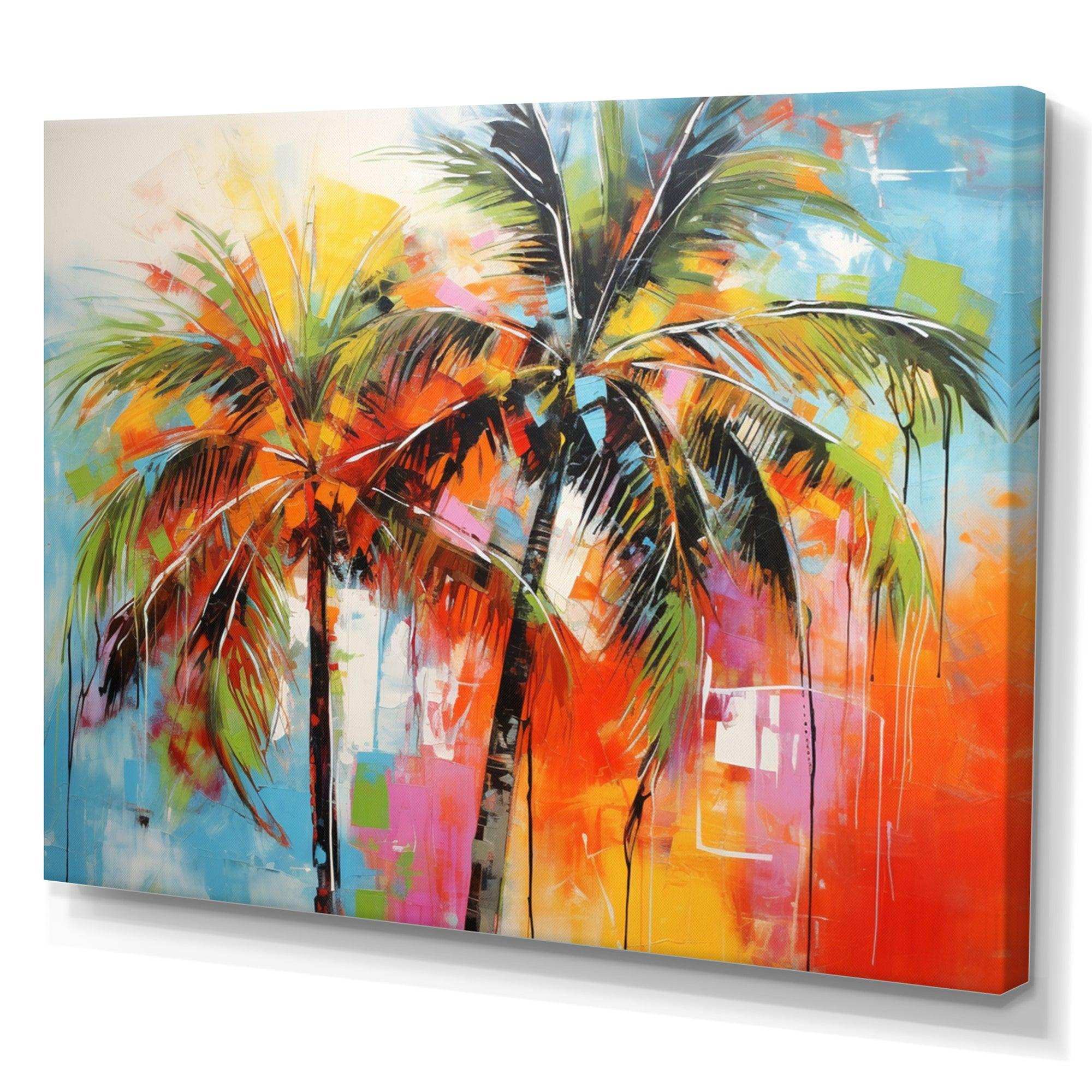 Popart Palm Trees I - Floral Canvas Wall Art