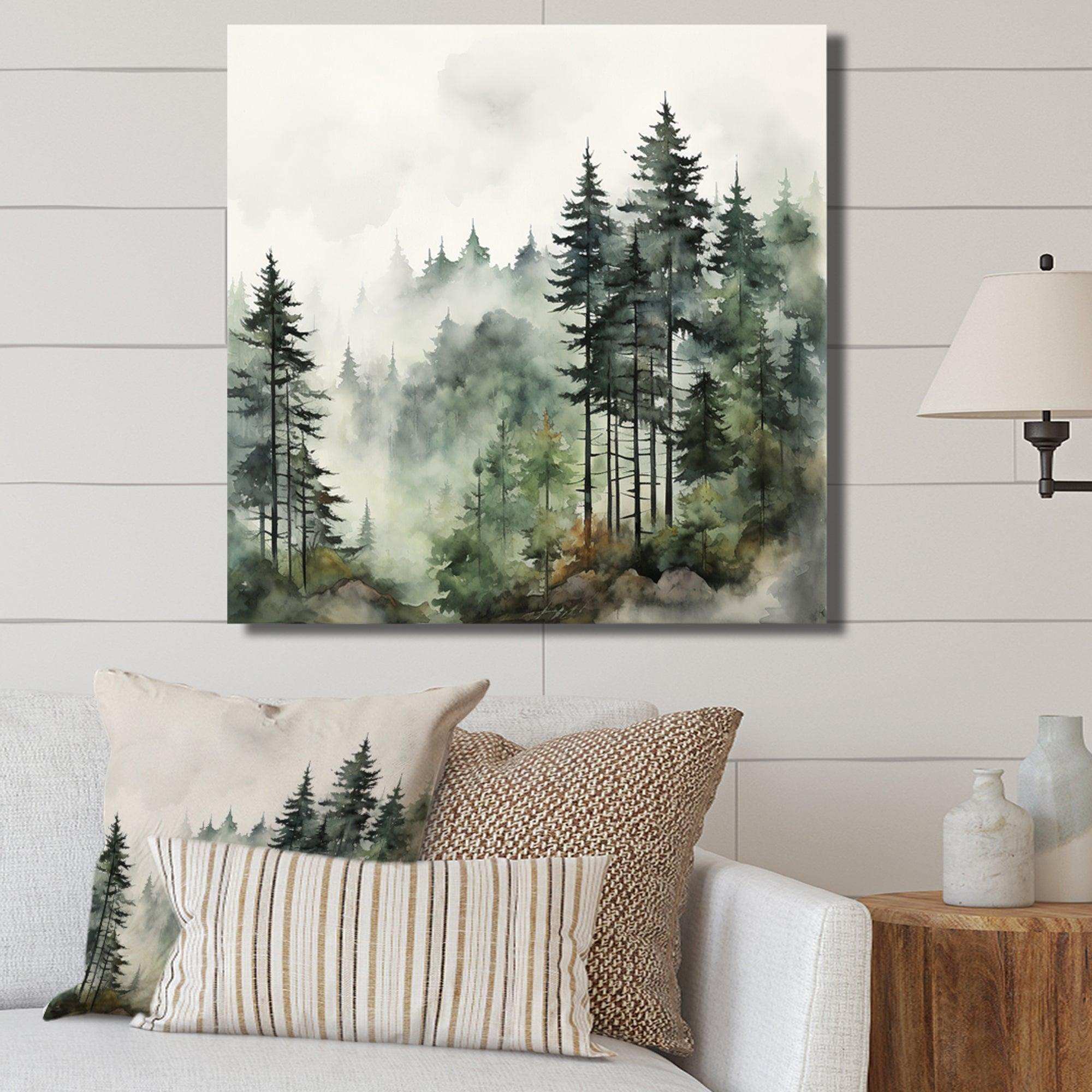 Pine Tree Misty Morning I - Floral Canvas Wall Art
