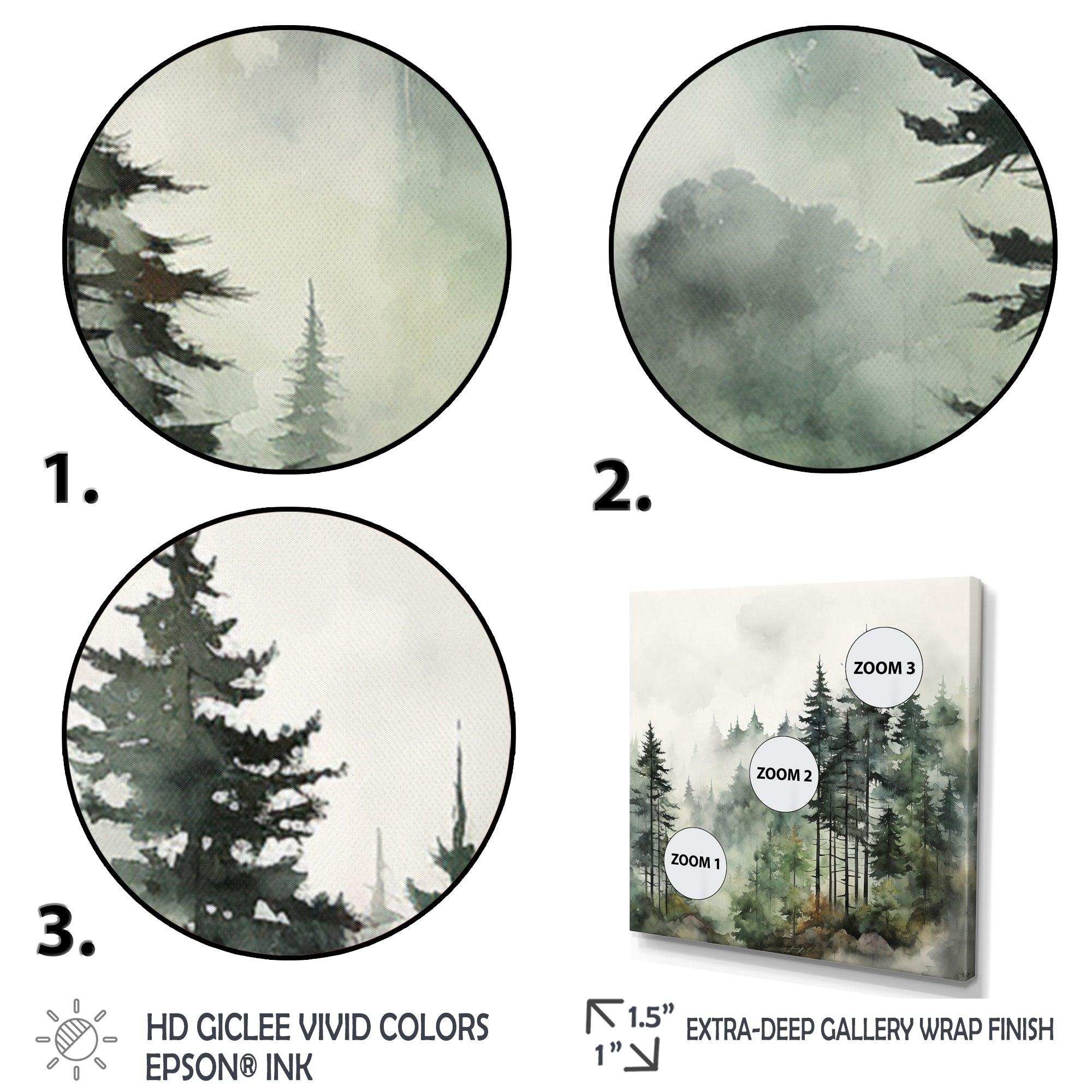Pine Tree Misty Morning I - Floral Canvas Wall Art