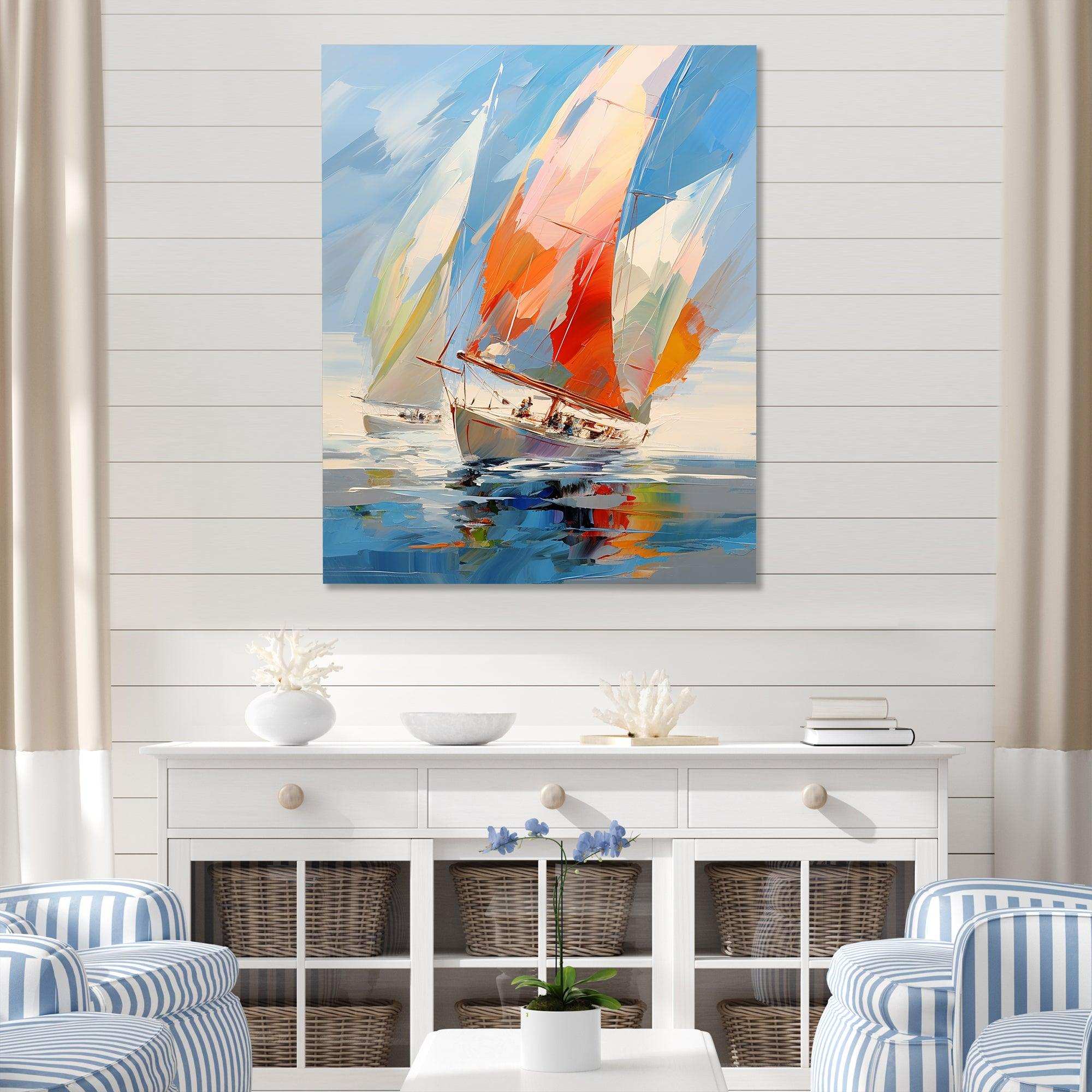 Sailboat Abstract Winds I - Transportation Canvas Wall Art