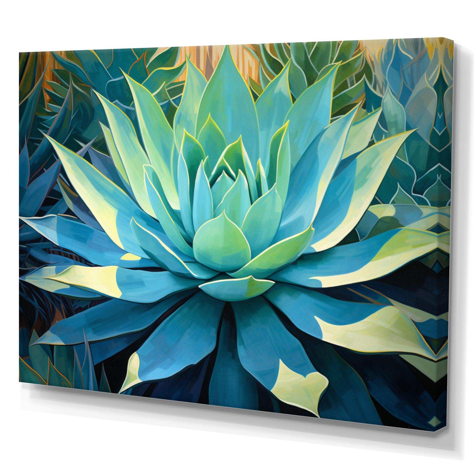 Green Succulents Majestic Agave II - Floral Canvas Wall Art