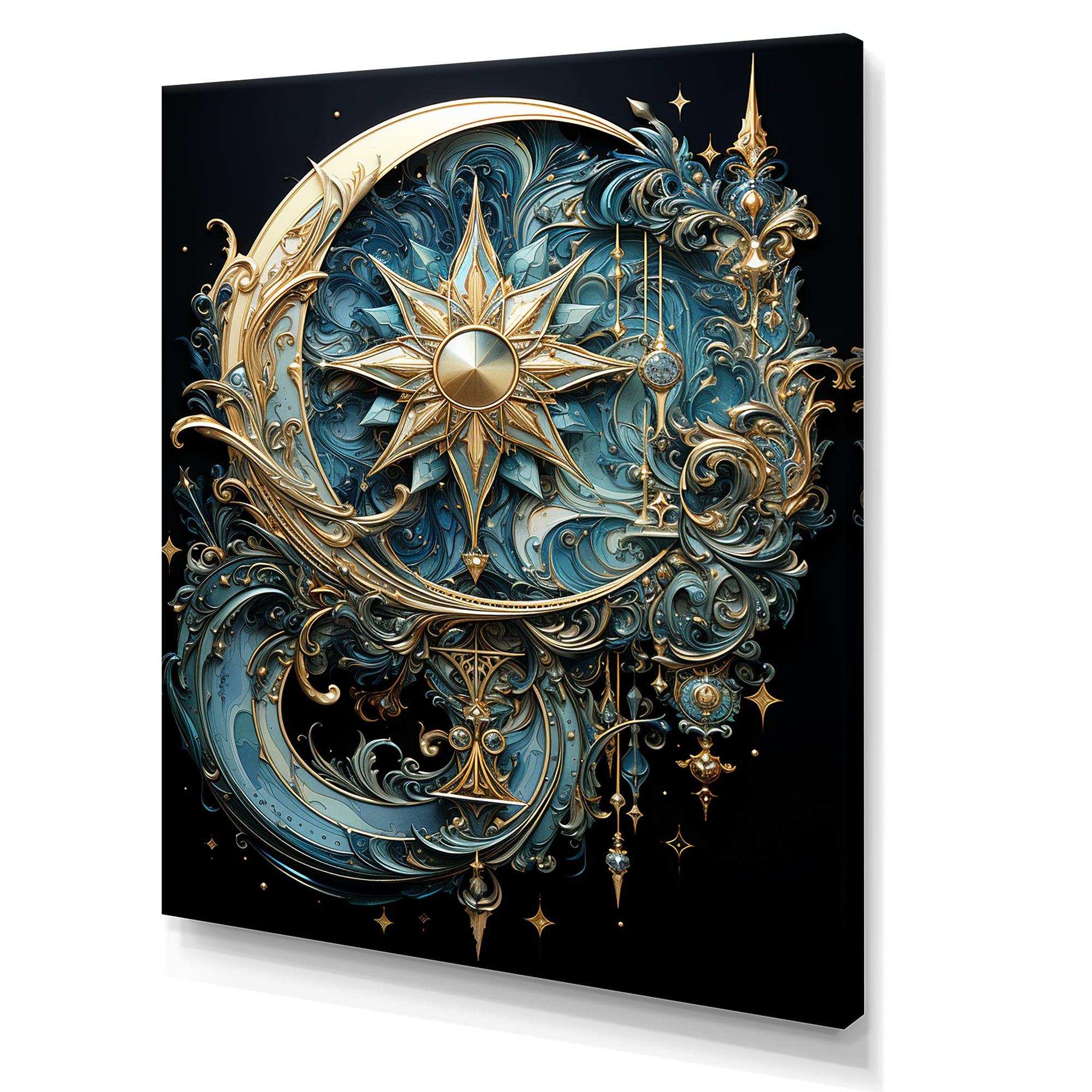 Symbols Crescent Moon And Stars - Fantasy Canvas Wall Art