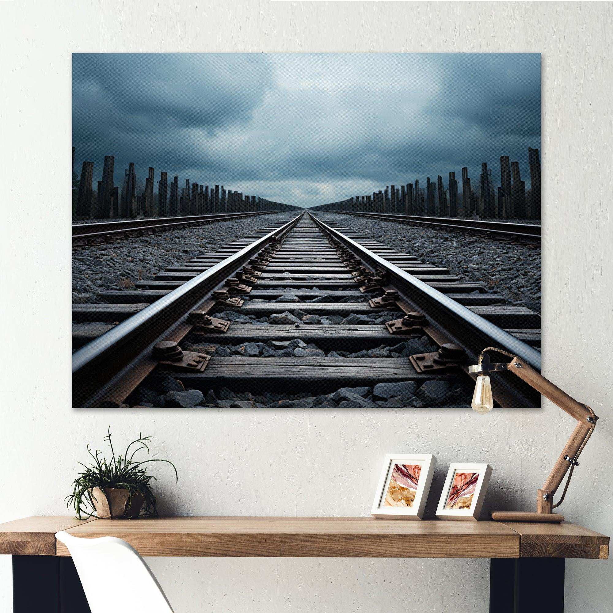 Train Minimalist Tracks II - Transportation Canvas Wall Art