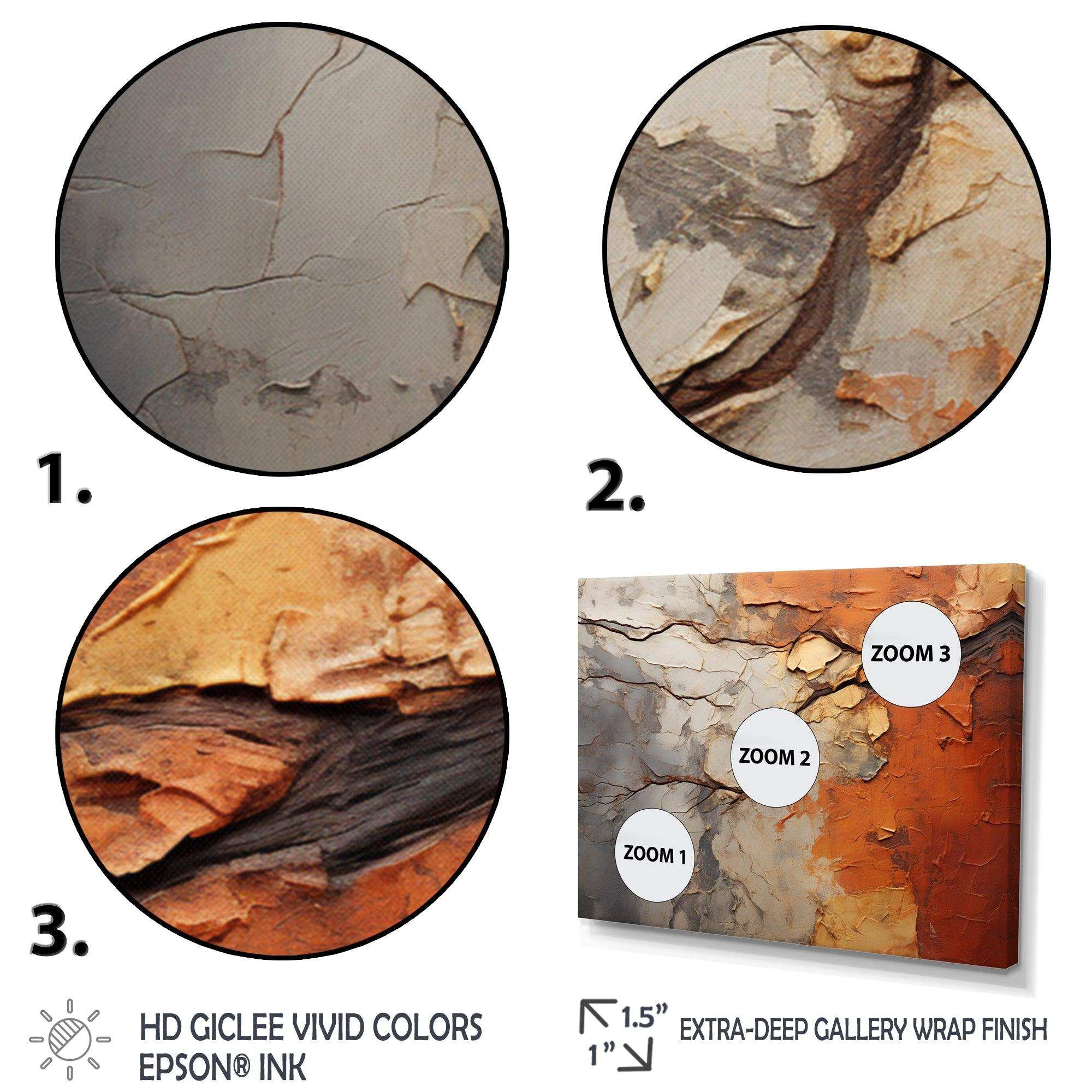 Orange Grey Abstract Redwood Tree Collage - Floral Canvas Wall Art