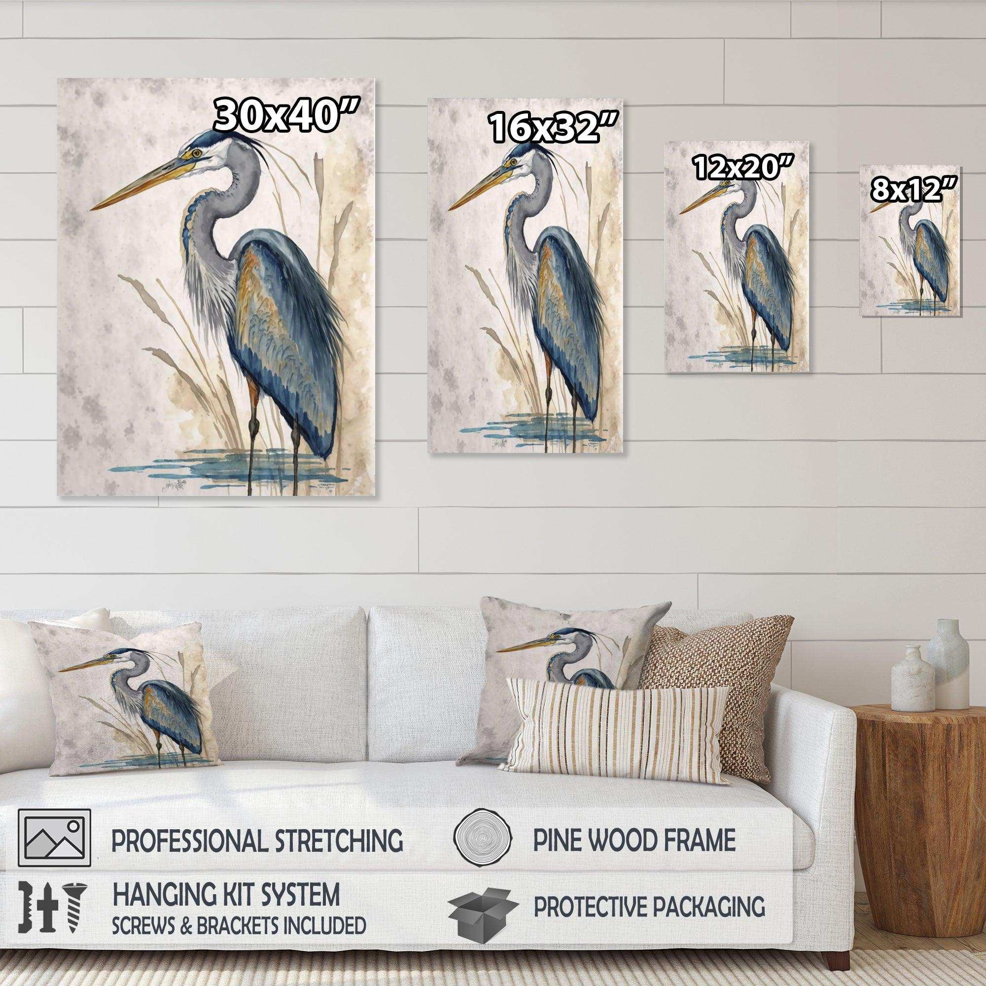 Heron By The Waterside Watercolour II