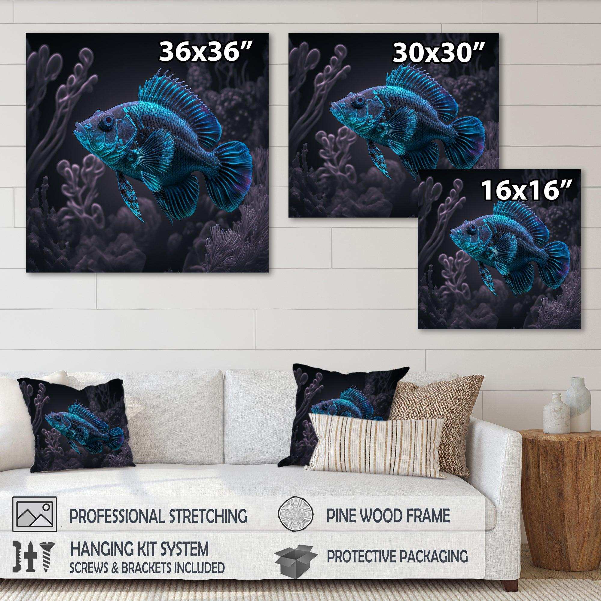 Mysterious Tropical Blue Fish In Tones Of Blue I