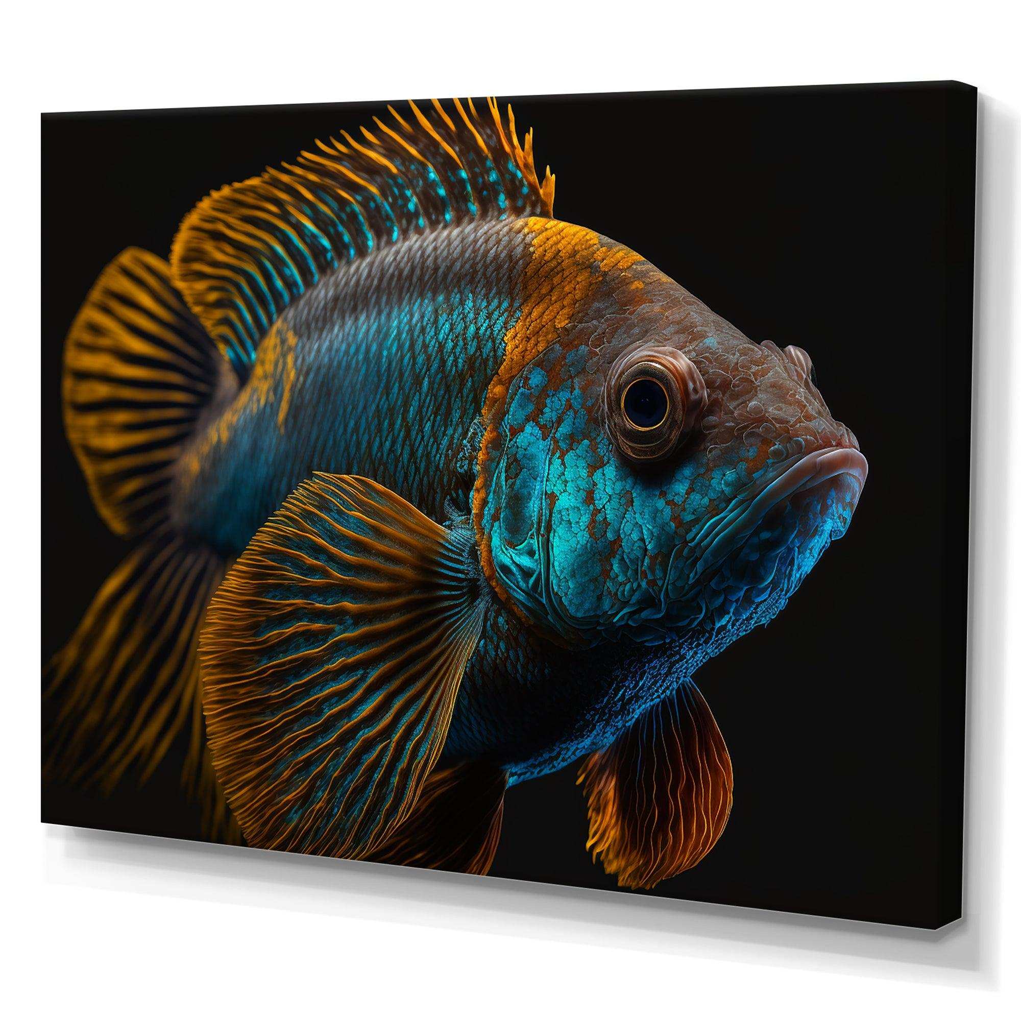 Tropical Blue Fish In Shades Of Blue And Orange IV