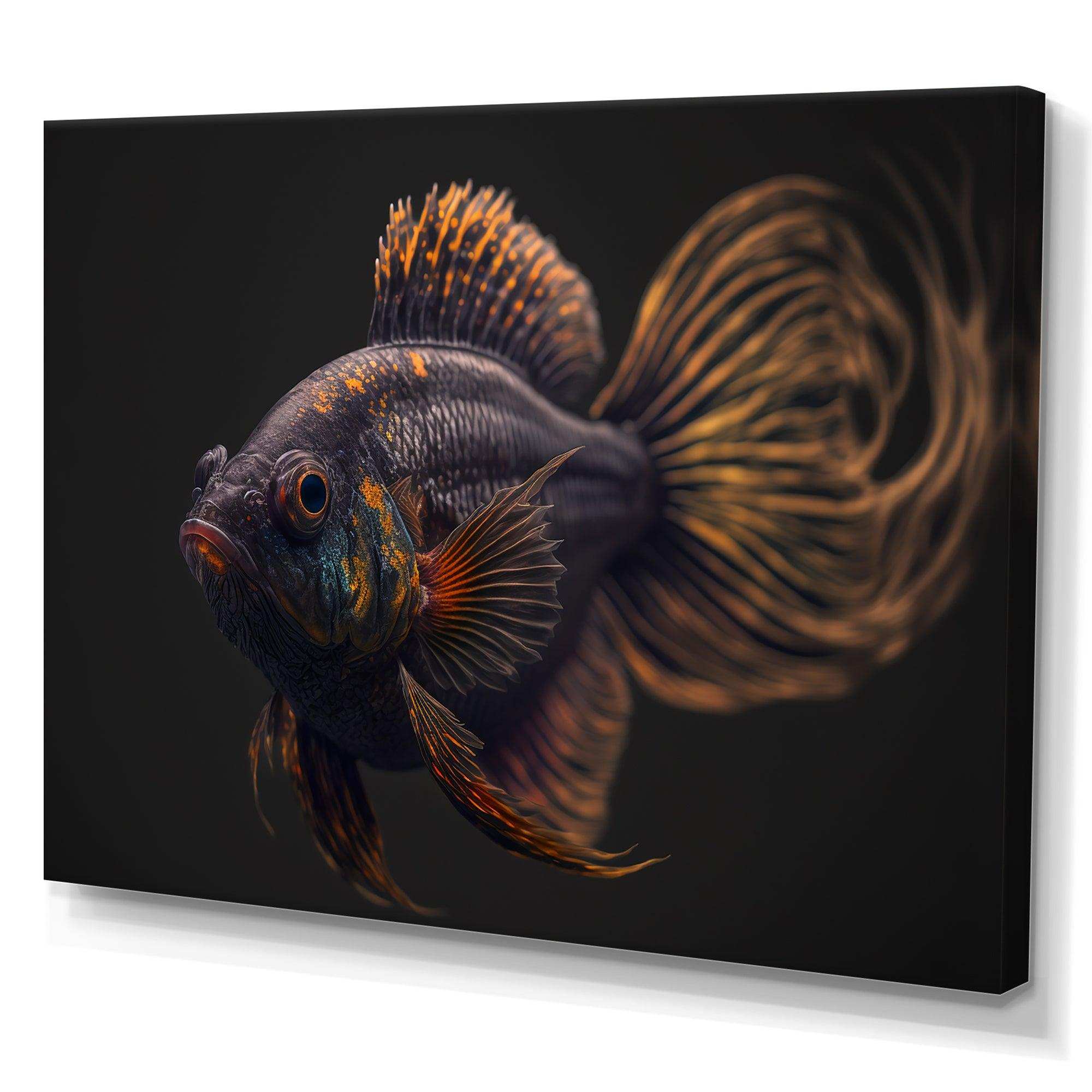 Tropical Blue Fish In Shades Of Burgundy