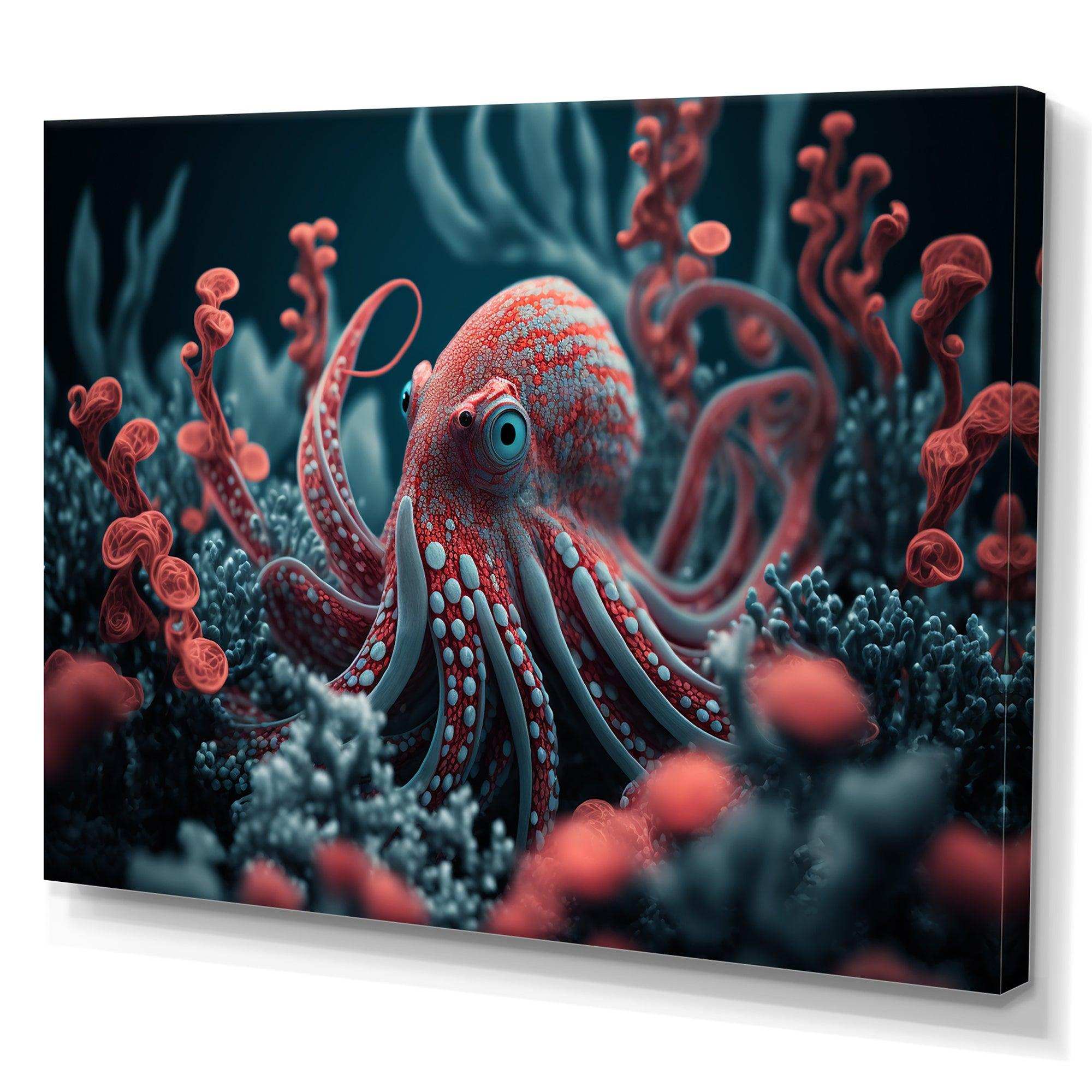 Red Octopus On The Ocean Floor I