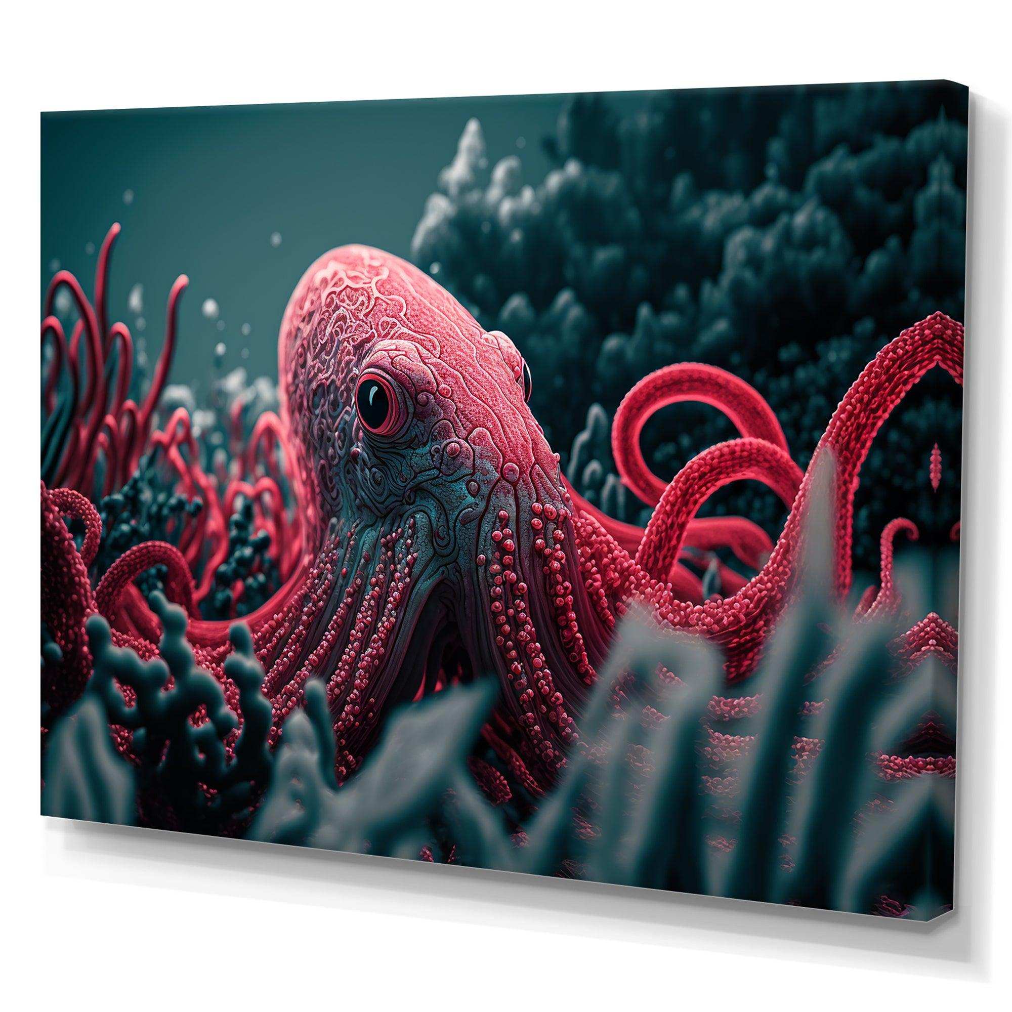 Red Octopus On The Ocean Floor V