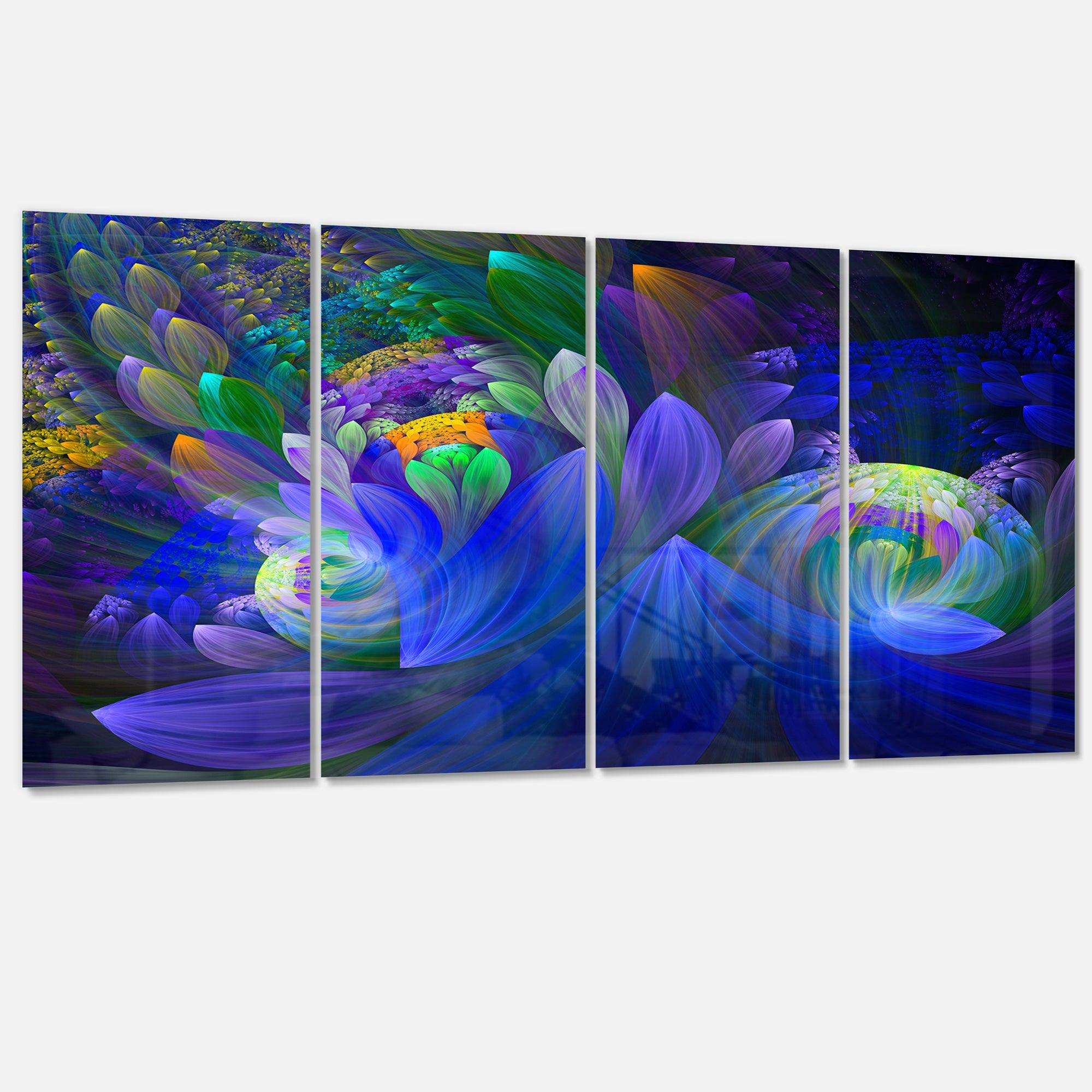 Blue Fractal Flower Bouquet Multi-Panels