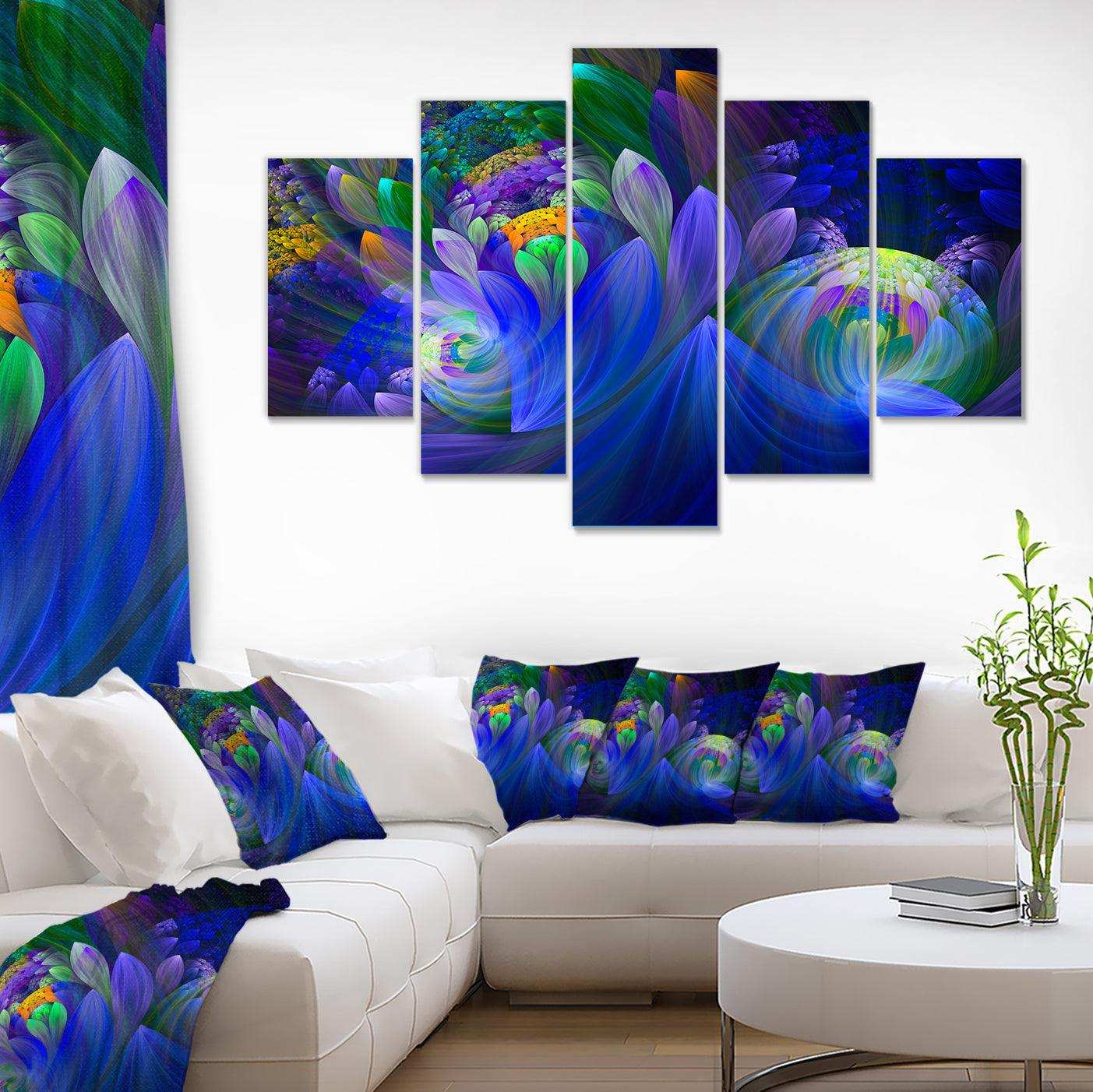 Blue Fractal Flower Bouquet Multi-Panels