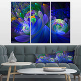 Blue Fractal Flower Bouquet Multi-Panels