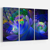 Blue Fractal Flower Bouquet Multi-Panels