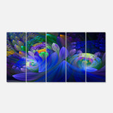 Blue Fractal Flower Bouquet Multi-Panels