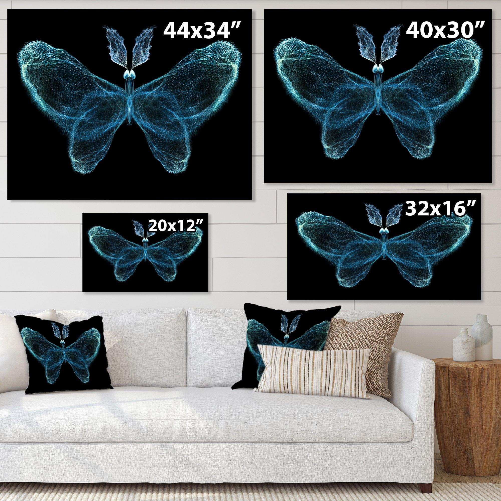 Turquoise Fractal Butterfly in Dark