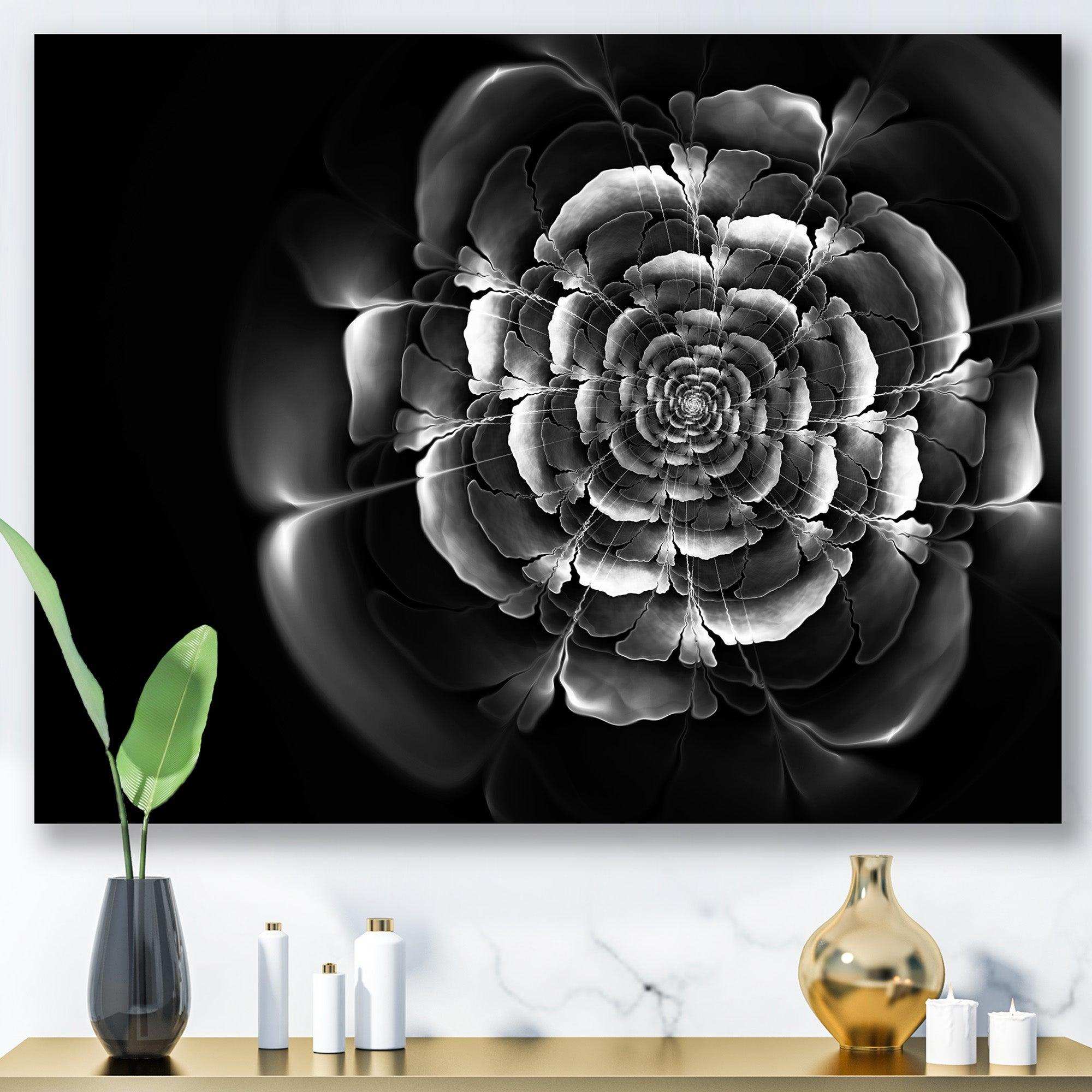 Fractal Silver Rose in Dark