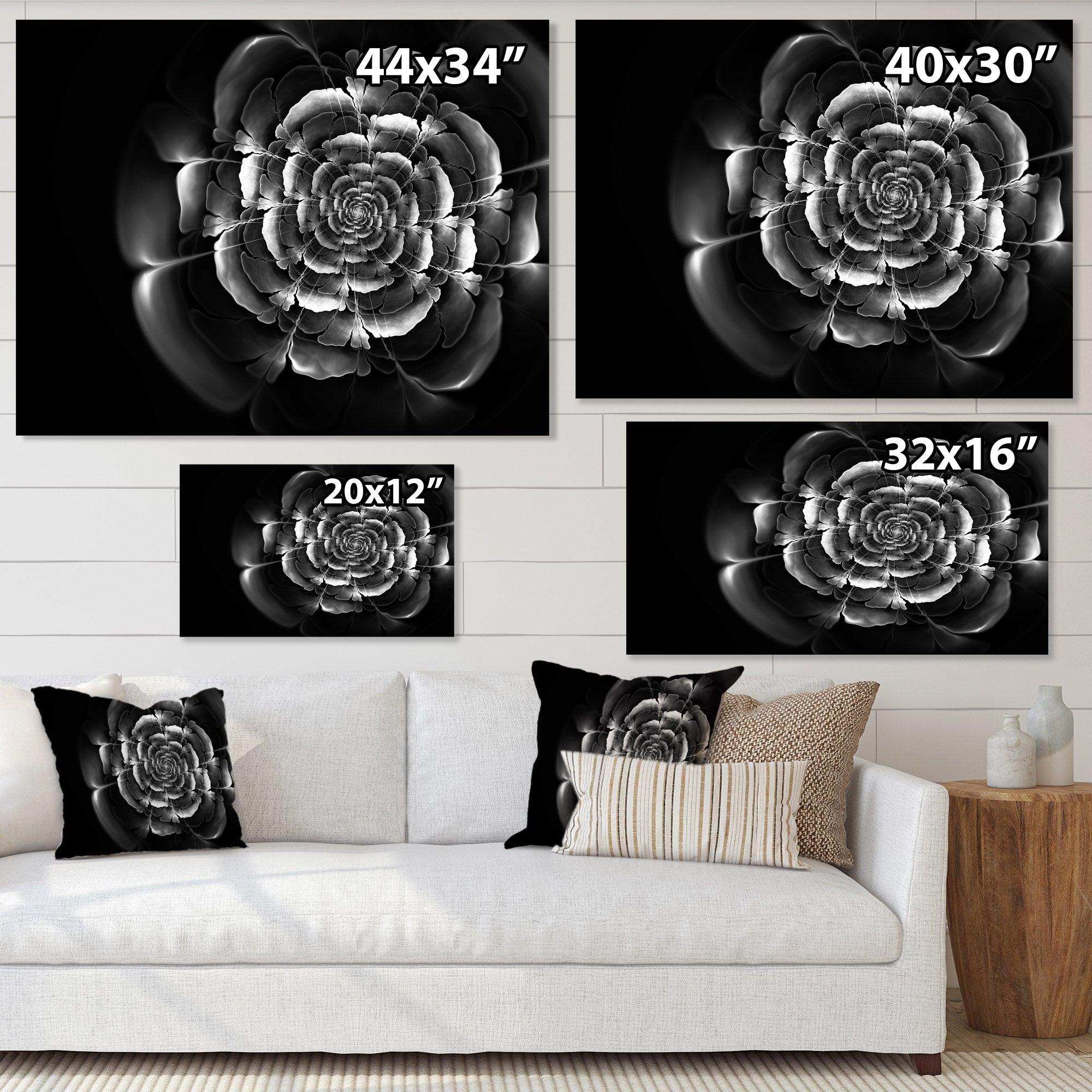 Fractal Silver Rose in Dark