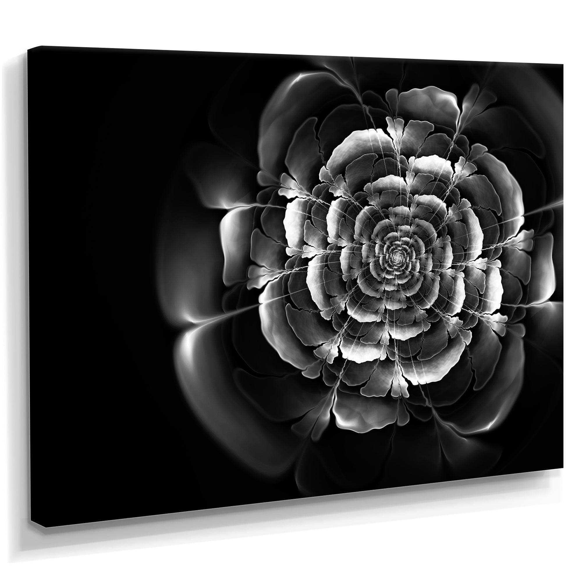 Fractal Silver Rose in Dark