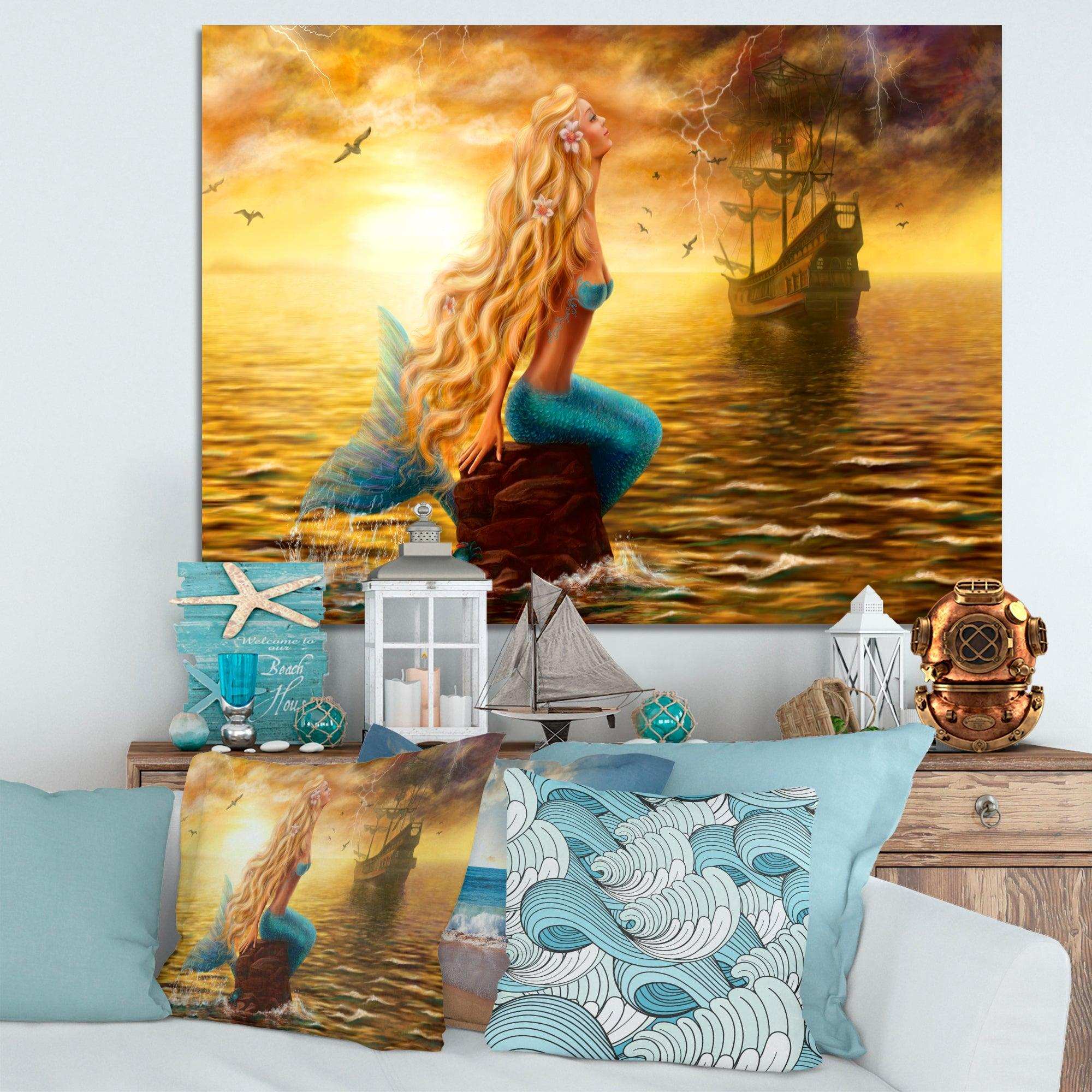 Sea Mermaid with Ghost Ship