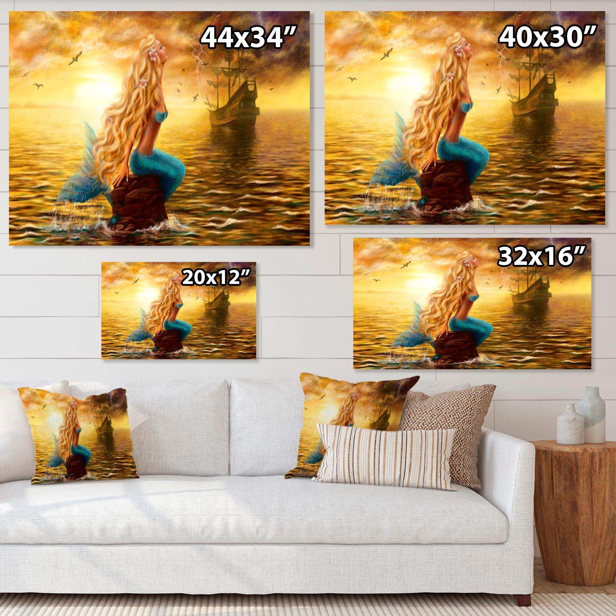 Sea Mermaid with Ghost Ship