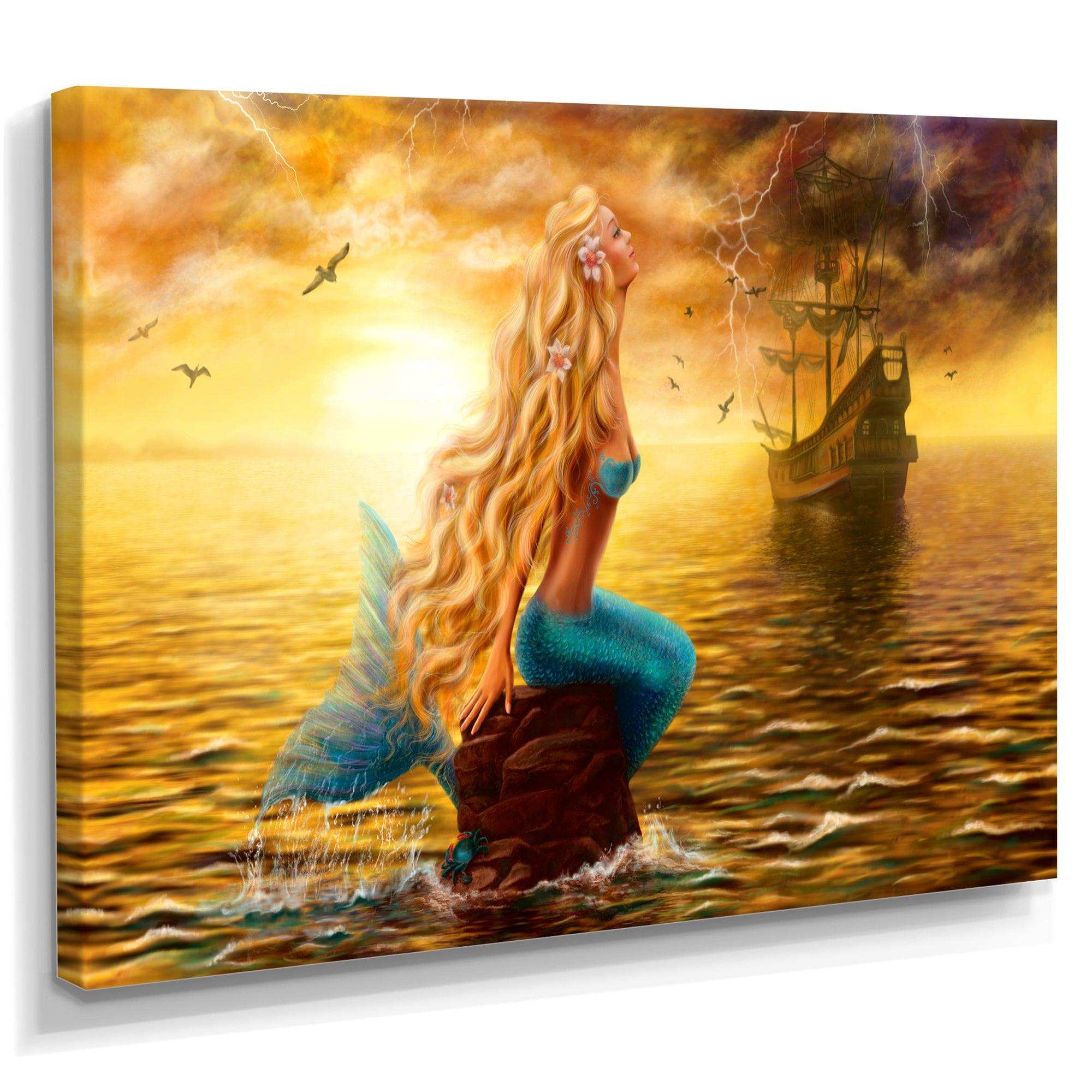 Sea Mermaid with Ghost Ship