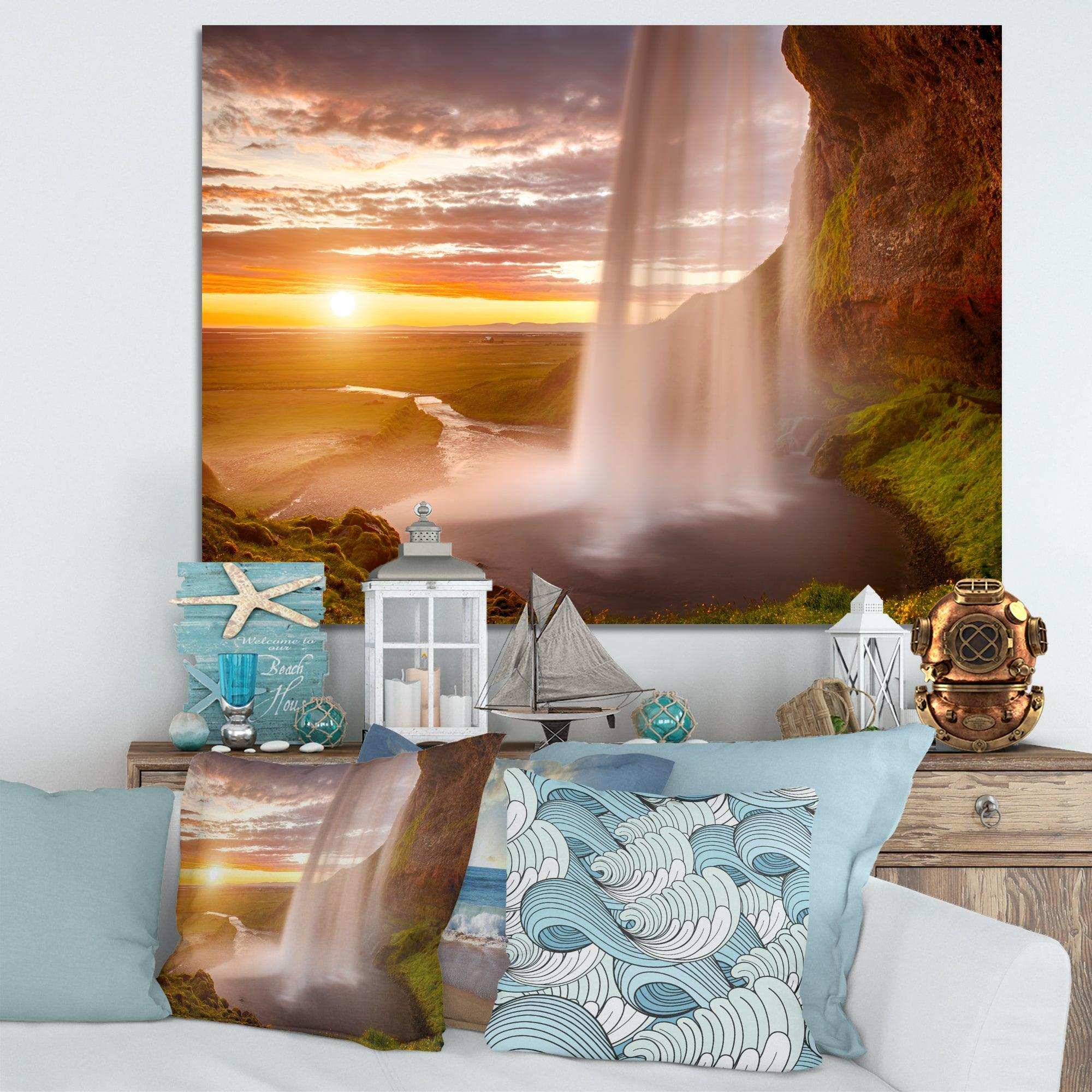 Seljalandsfoss Waterfall at Sunset