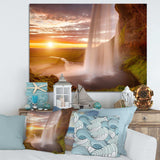 Seljalandsfoss Waterfall at Sunset