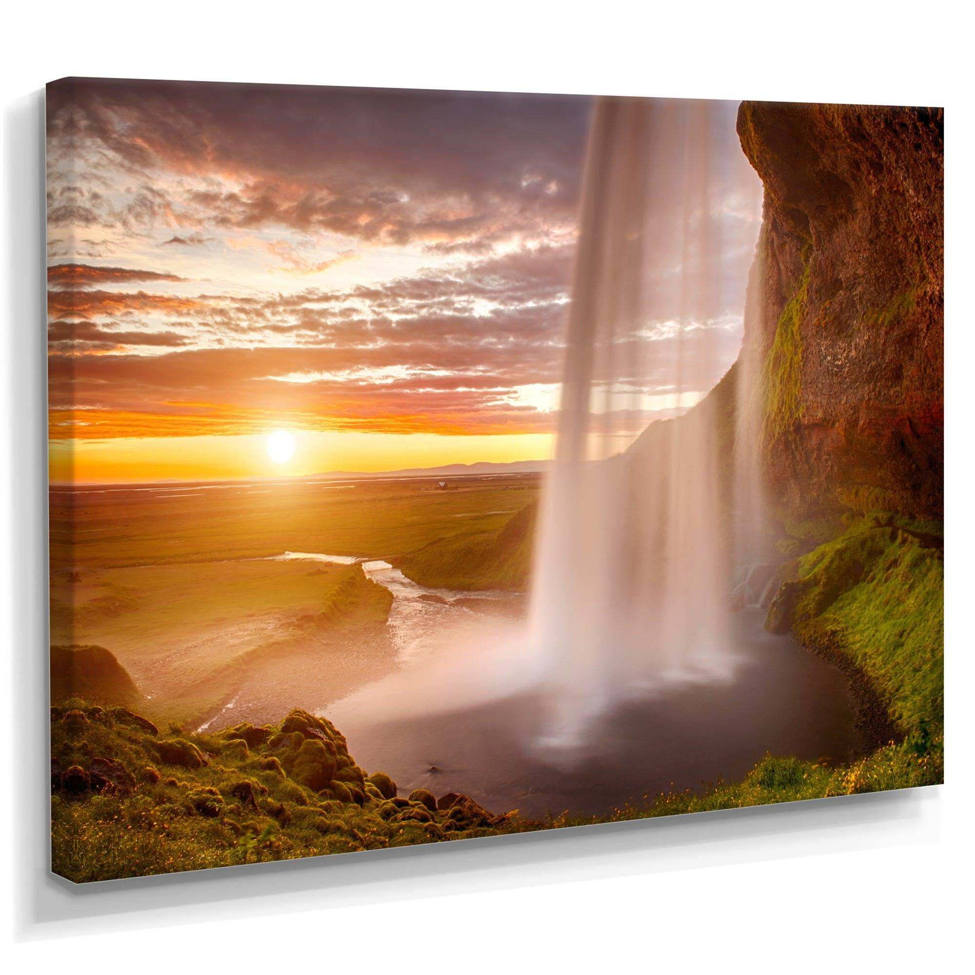 Seljalandsfoss Waterfall at Sunset